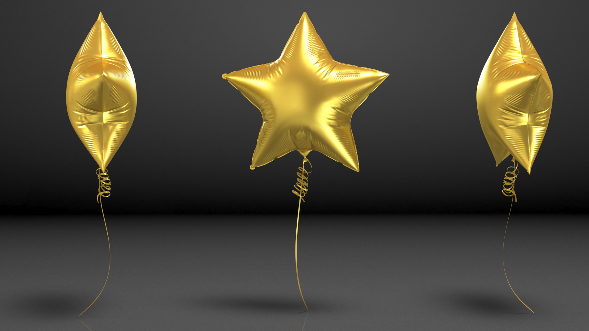 3D Matte Gold Star Foil Balloon model