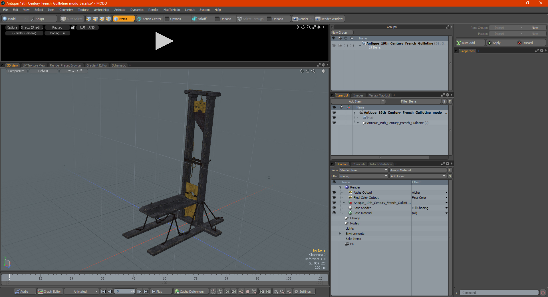3D Antique 19th Century French Guillotine model