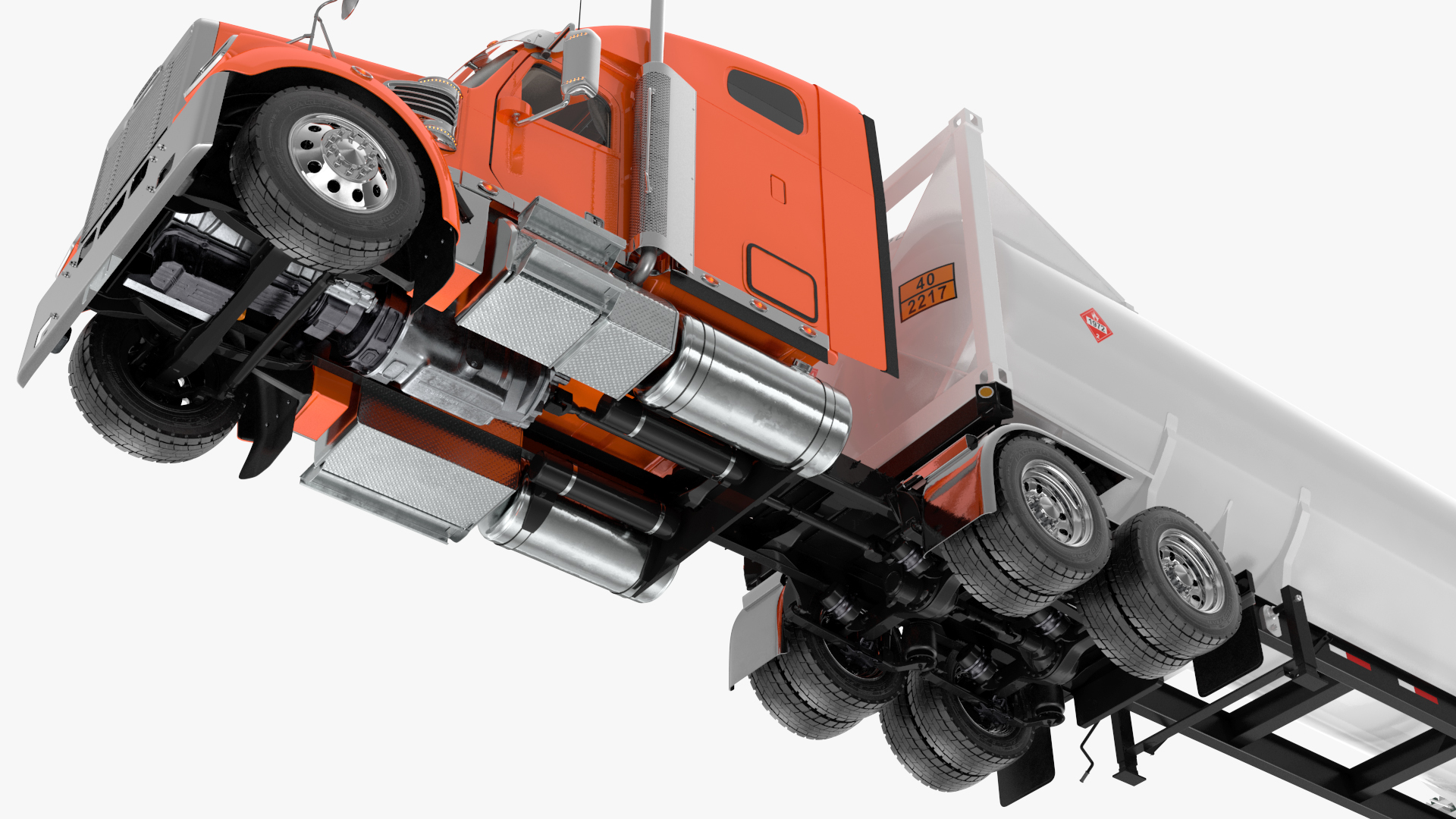 Freightliner Truck with Gas Tank Rigged 3D model