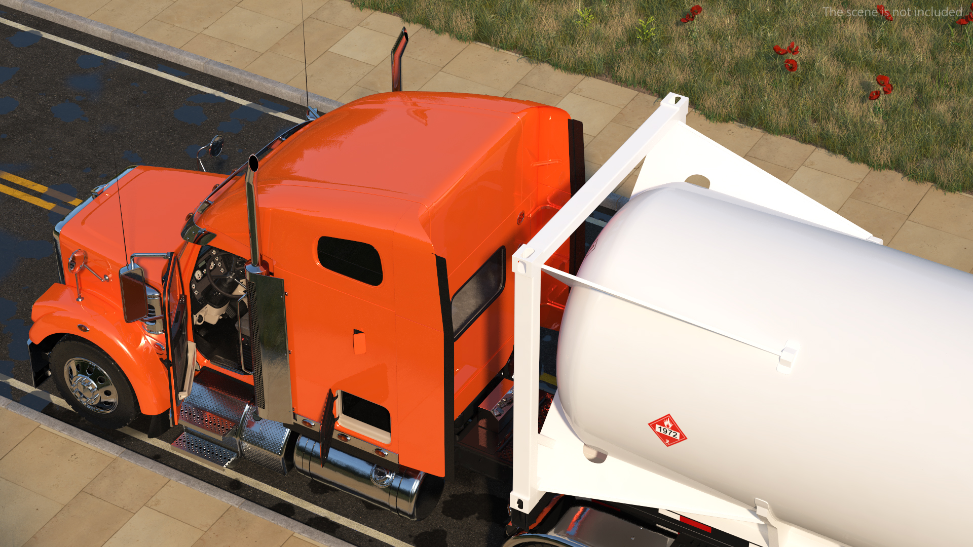 Freightliner Truck with Gas Tank Rigged 3D model