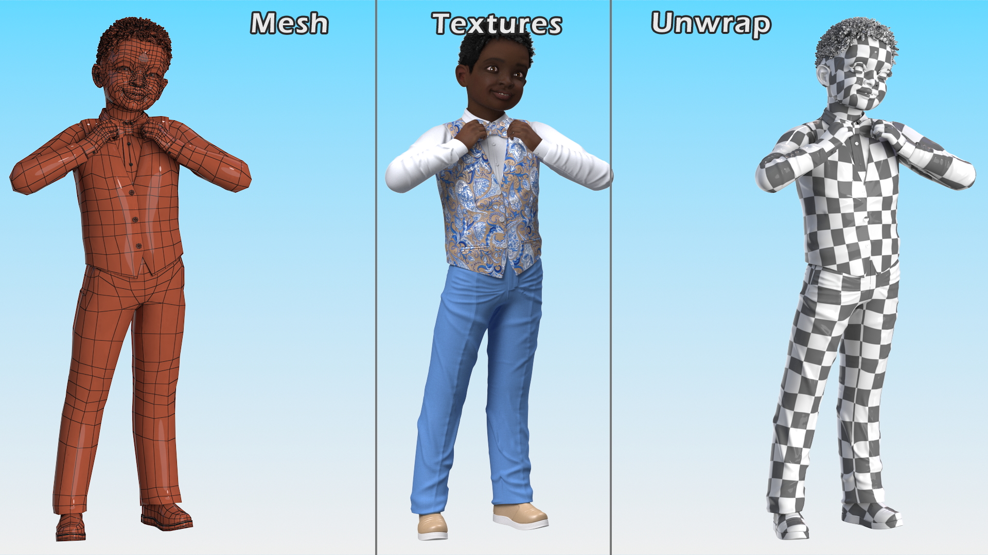 Black Child Boy Party Style 3D