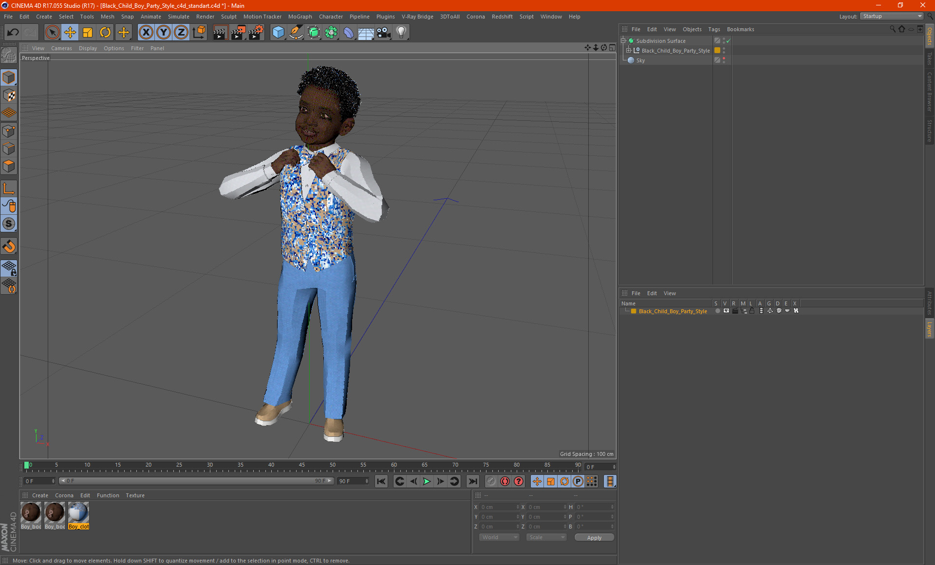Black Child Boy Party Style 3D