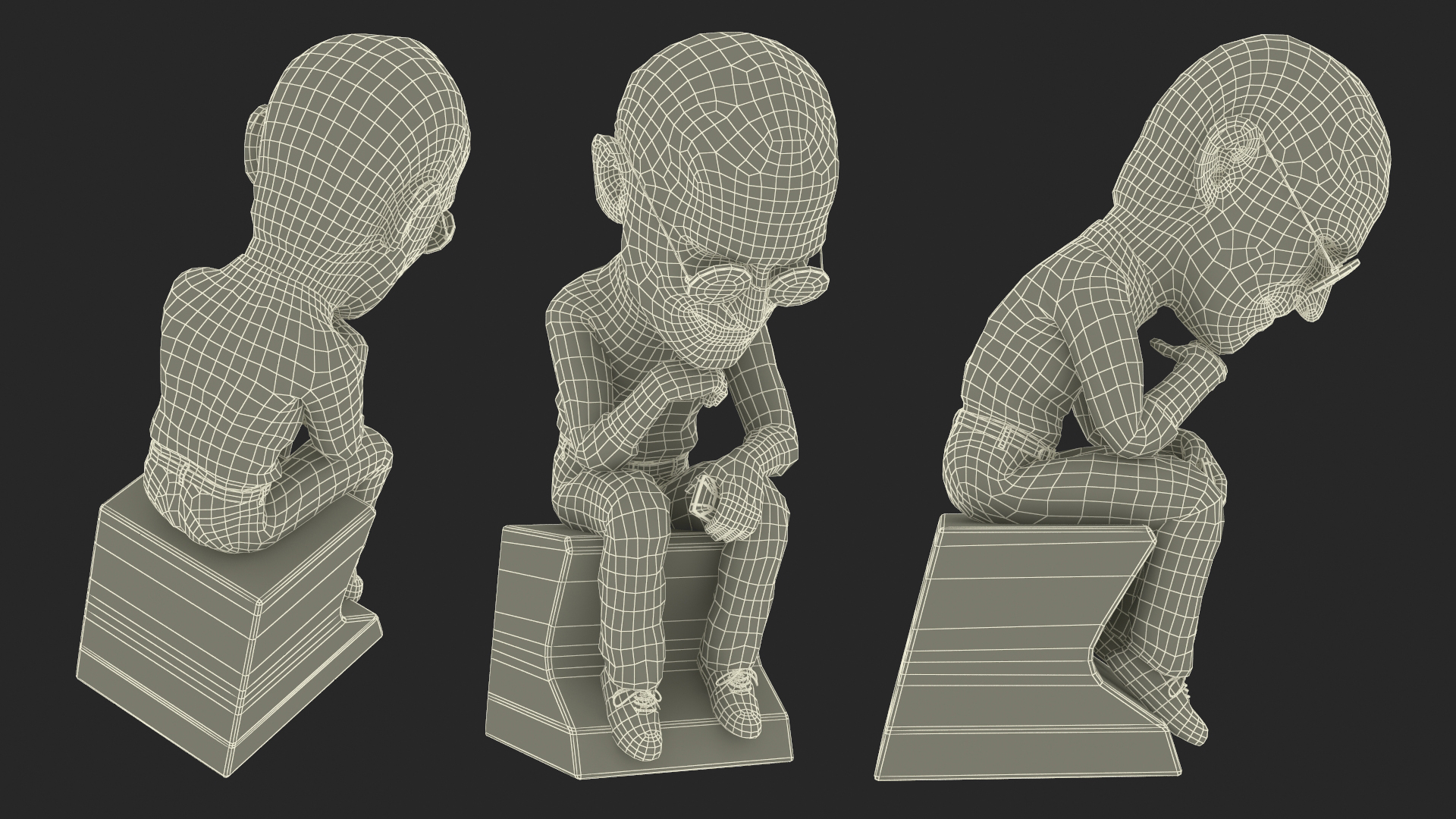 Steve Jobs Action Figure Thinker Pose 3D