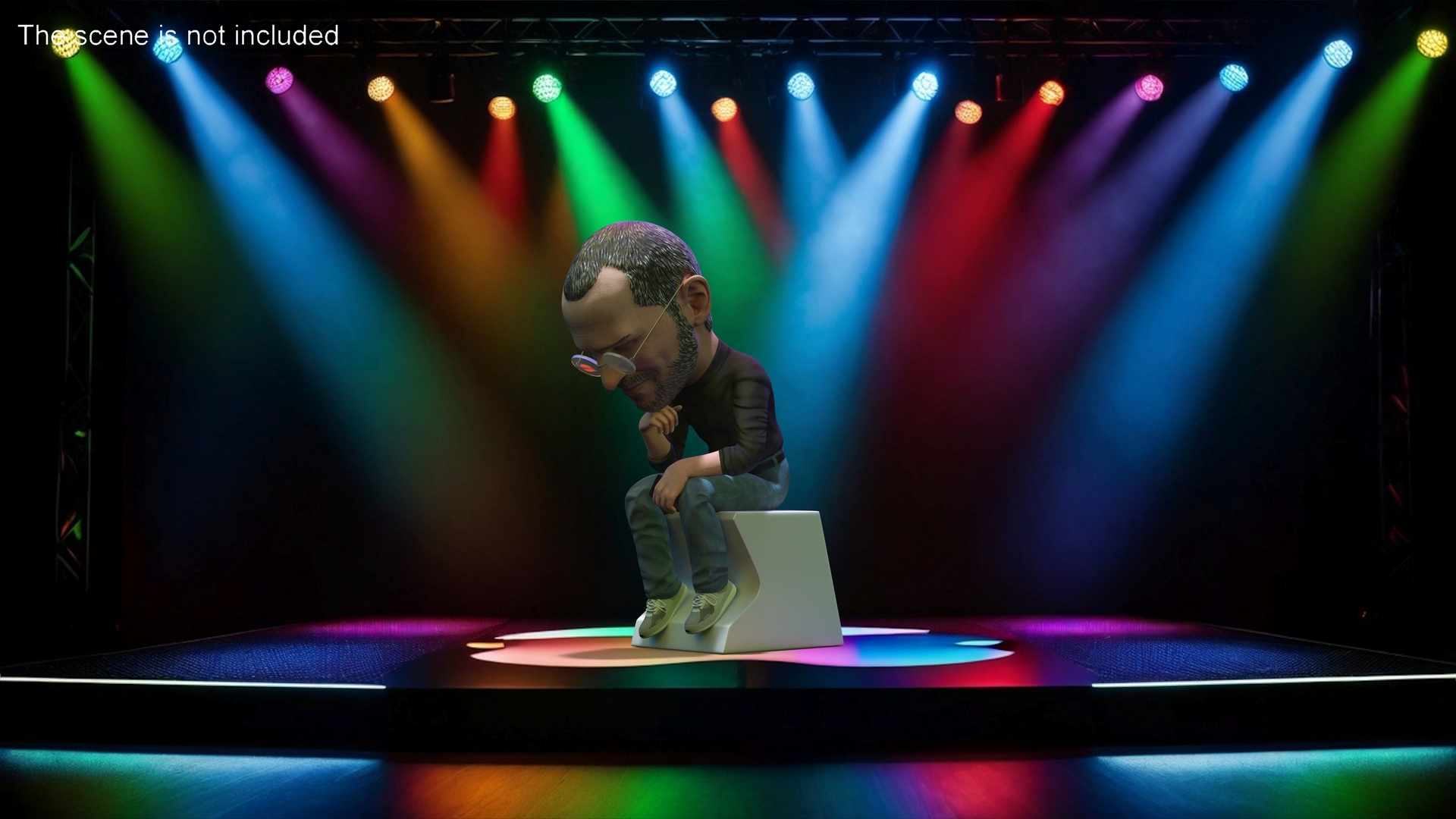 Steve Jobs Action Figure Thinker Pose 3D