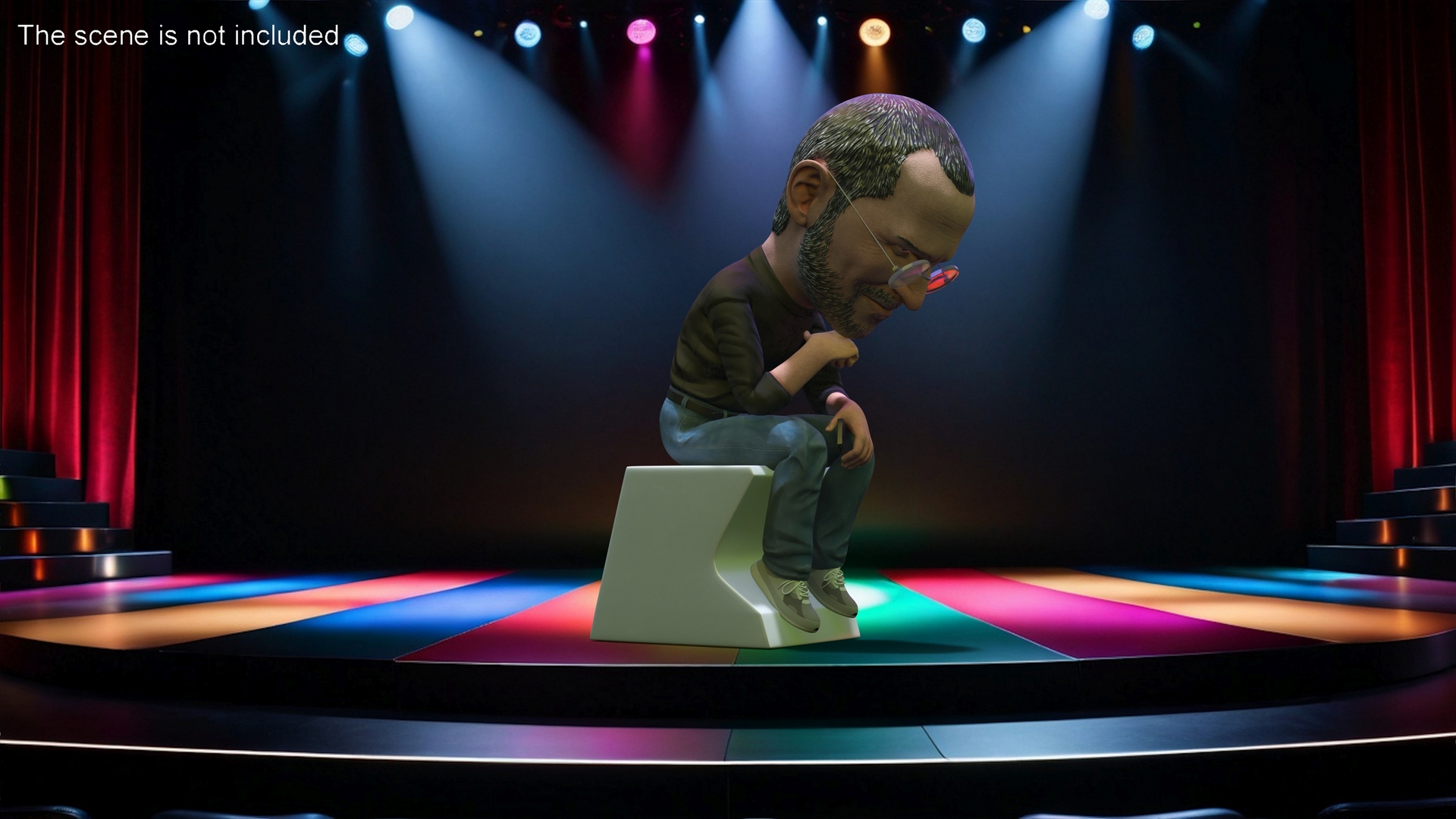 Steve Jobs Action Figure Thinker Pose 3D