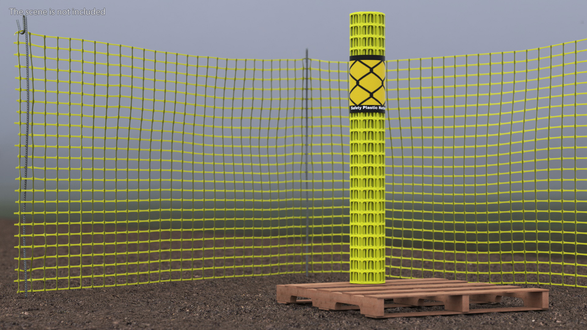 Safety Plastic Netting Roll Yellow 3D model