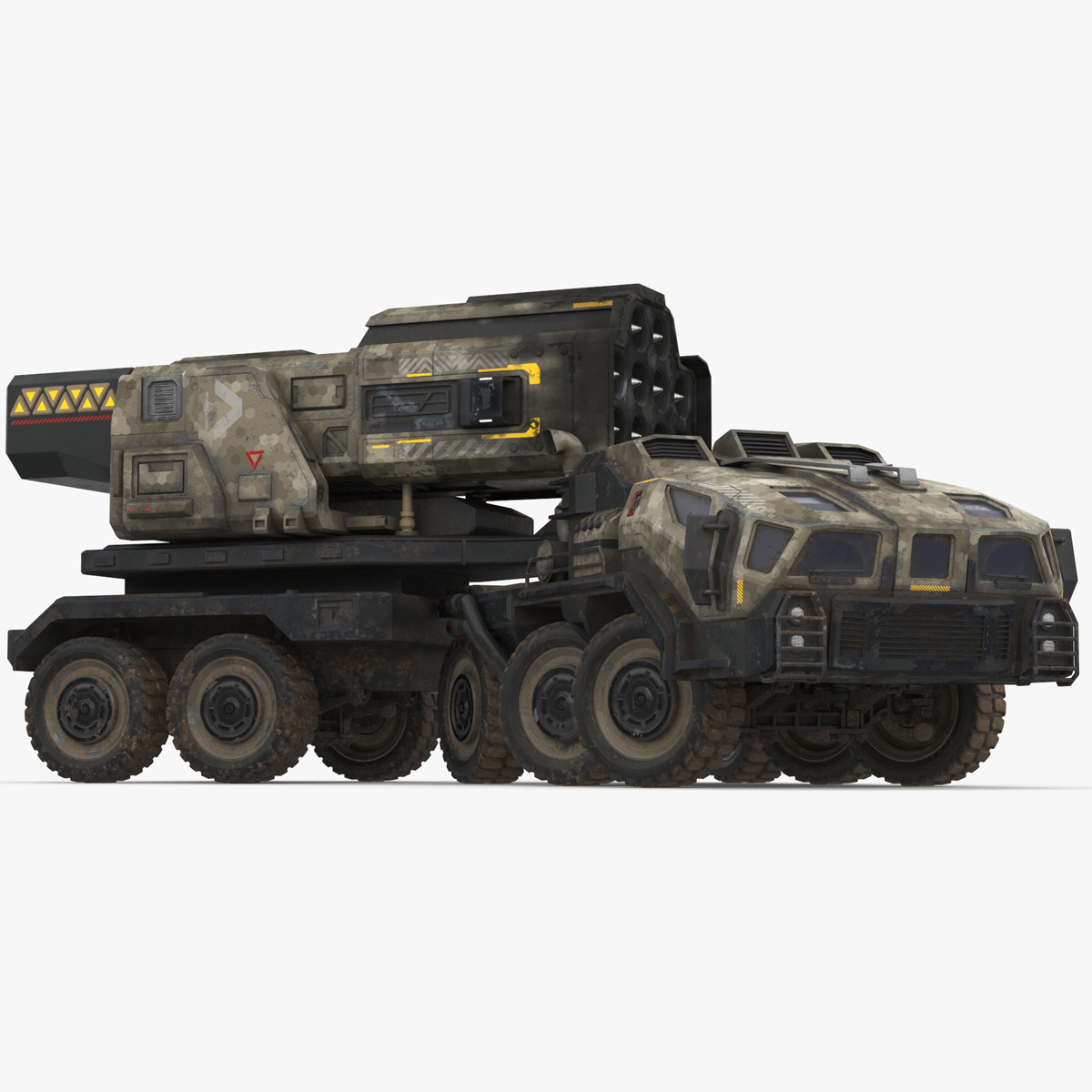3D model Sci Fi Military Transport Vehicle Dirty Rigged for Cinema 4D