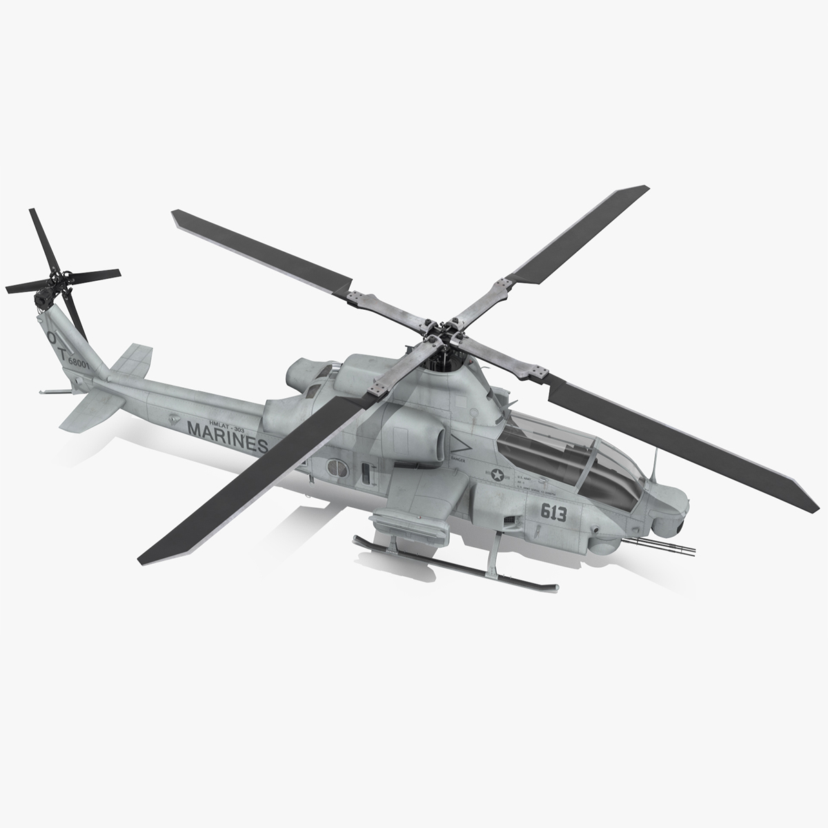 Bell AH-1Z Attack Helicopter Rigged for Cinema 4D 3D model