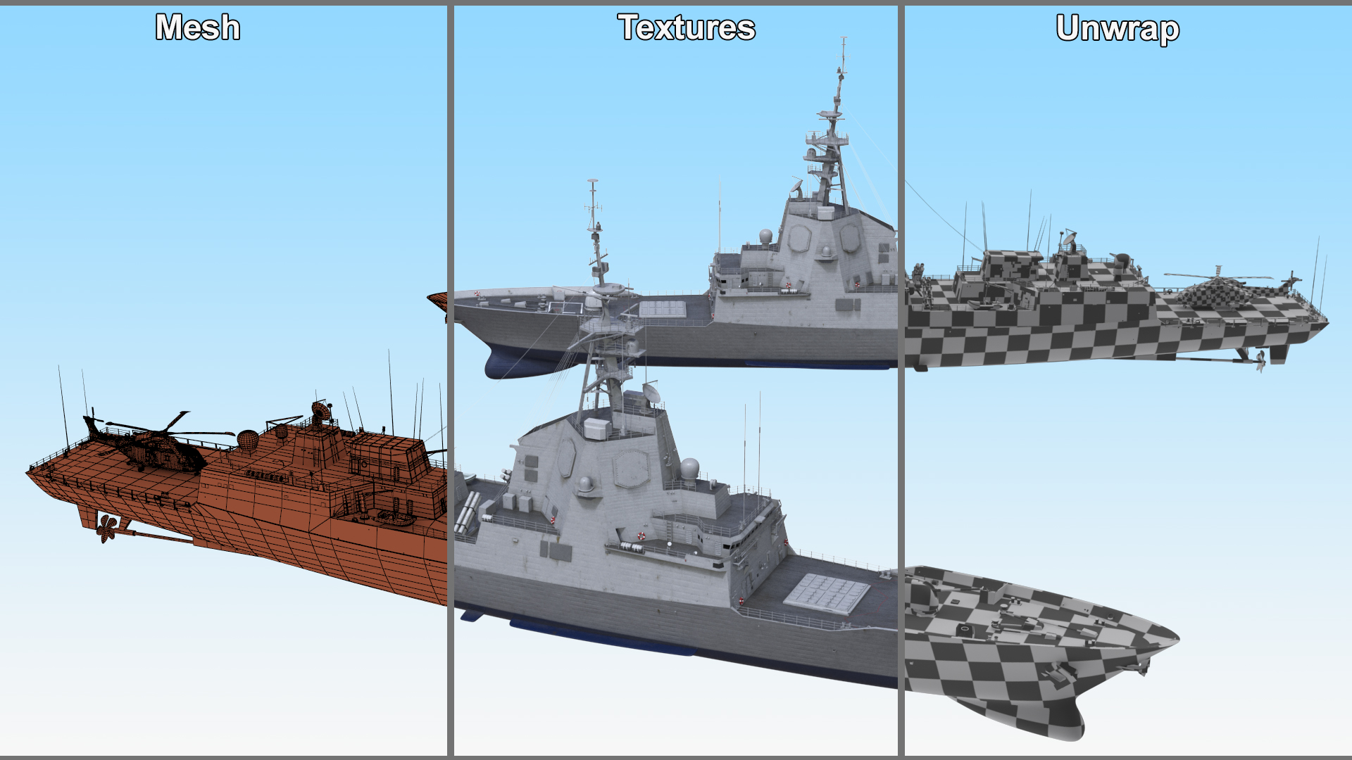 3D model F101 Alvaro de Bazan Class Frigate with Helicopter