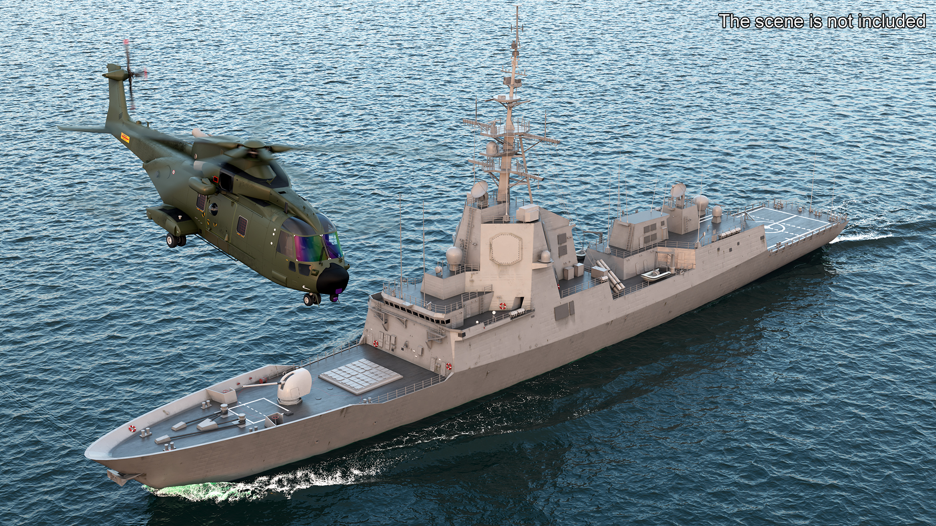 3D model F101 Alvaro de Bazan Class Frigate with Helicopter
