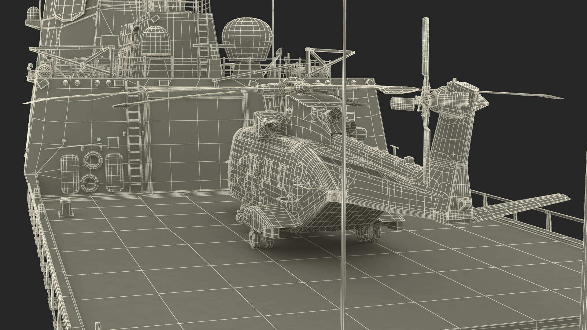 3D model F101 Alvaro de Bazan Class Frigate with Helicopter