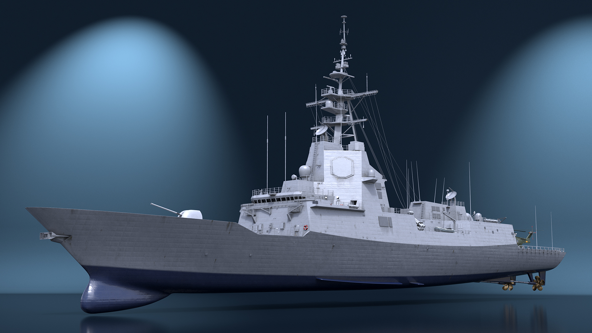 3D model F101 Alvaro de Bazan Class Frigate with Helicopter
