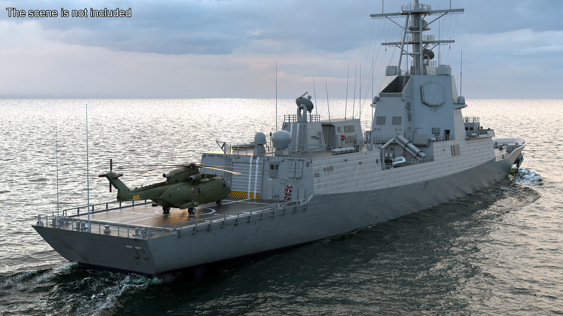 3D model F101 Alvaro de Bazan Class Frigate with Helicopter