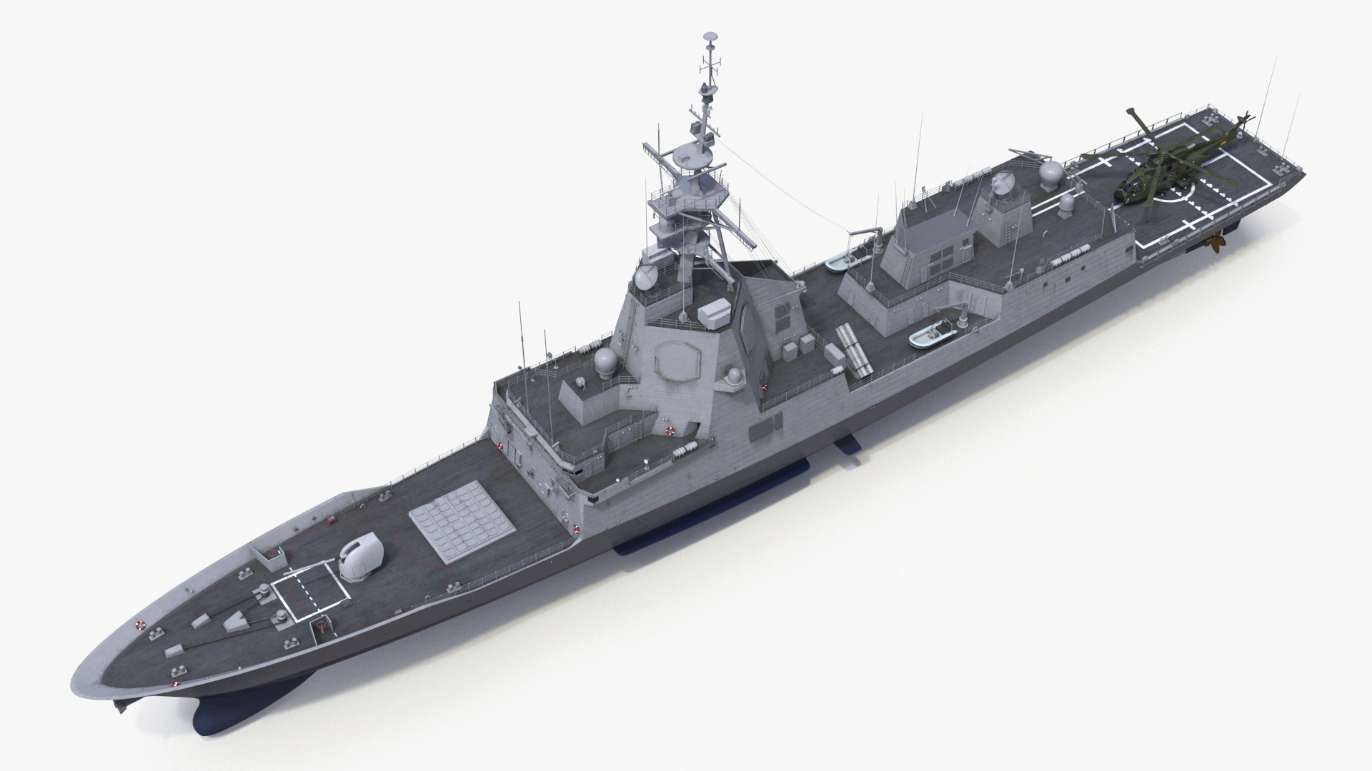 3D model F101 Alvaro de Bazan Class Frigate with Helicopter