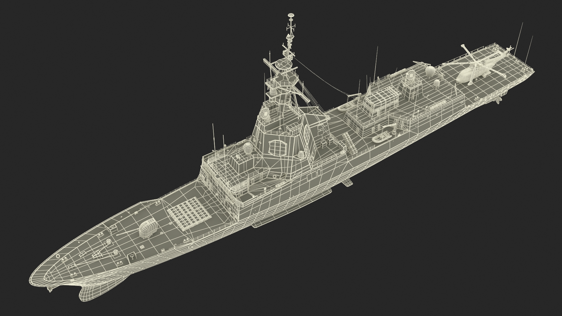 3D model F101 Alvaro de Bazan Class Frigate with Helicopter