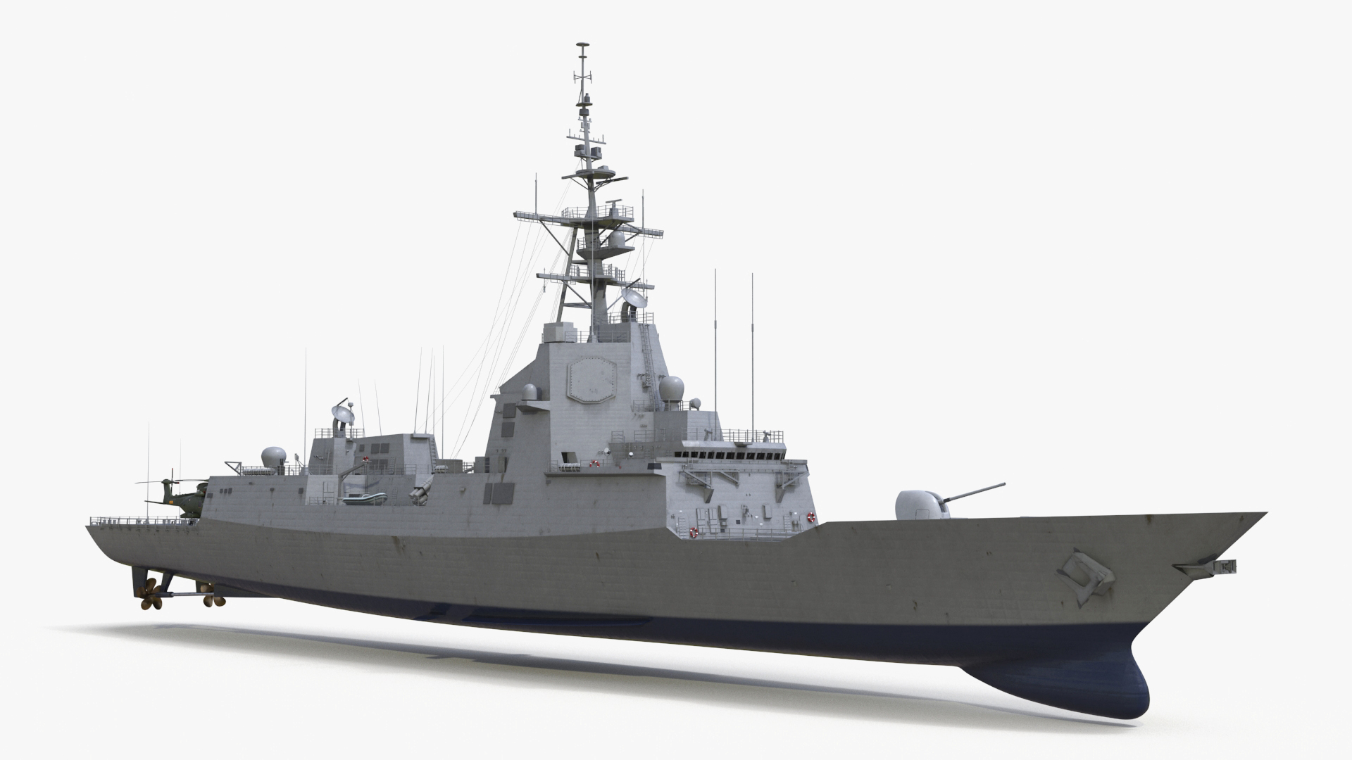 3D model F101 Alvaro de Bazan Class Frigate with Helicopter