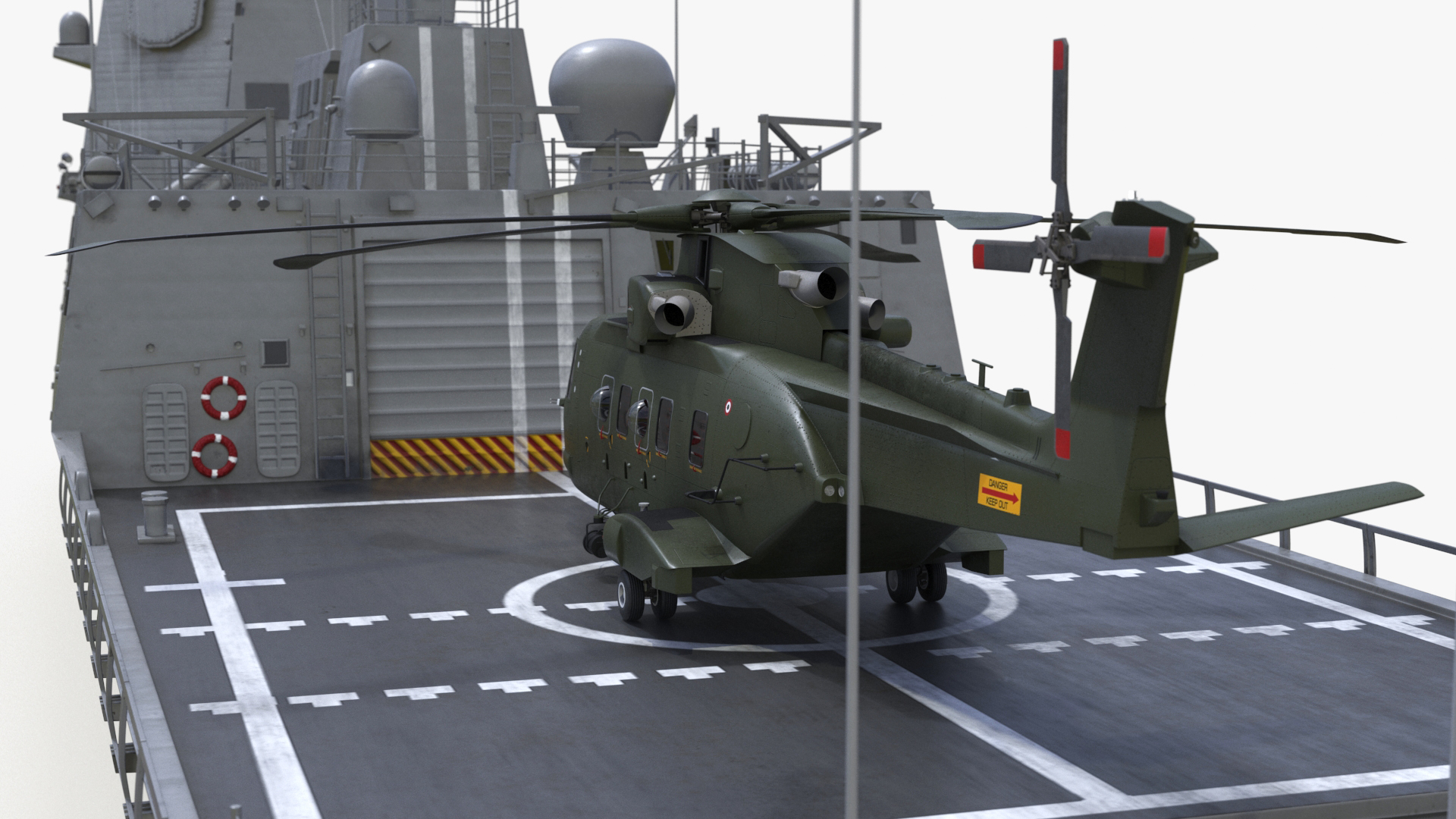 3D model F101 Alvaro de Bazan Class Frigate with Helicopter