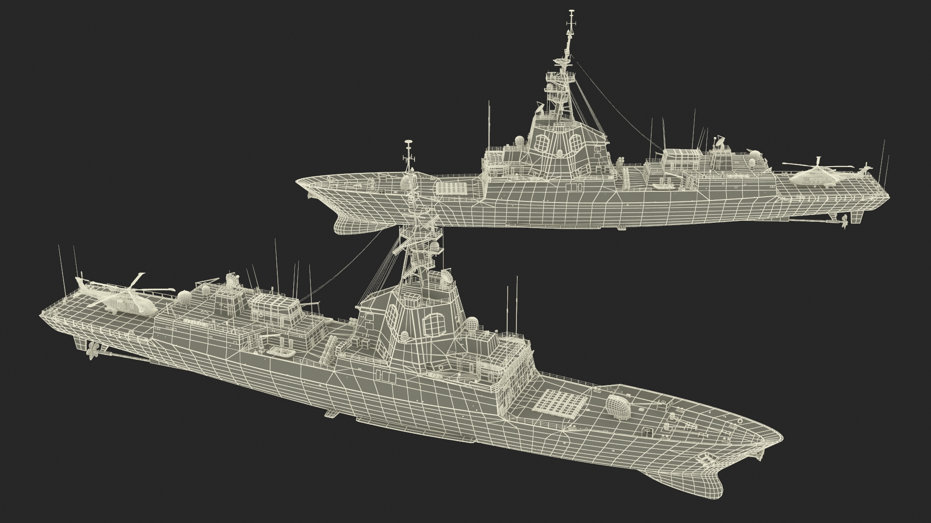 3D model F101 Alvaro de Bazan Class Frigate with Helicopter