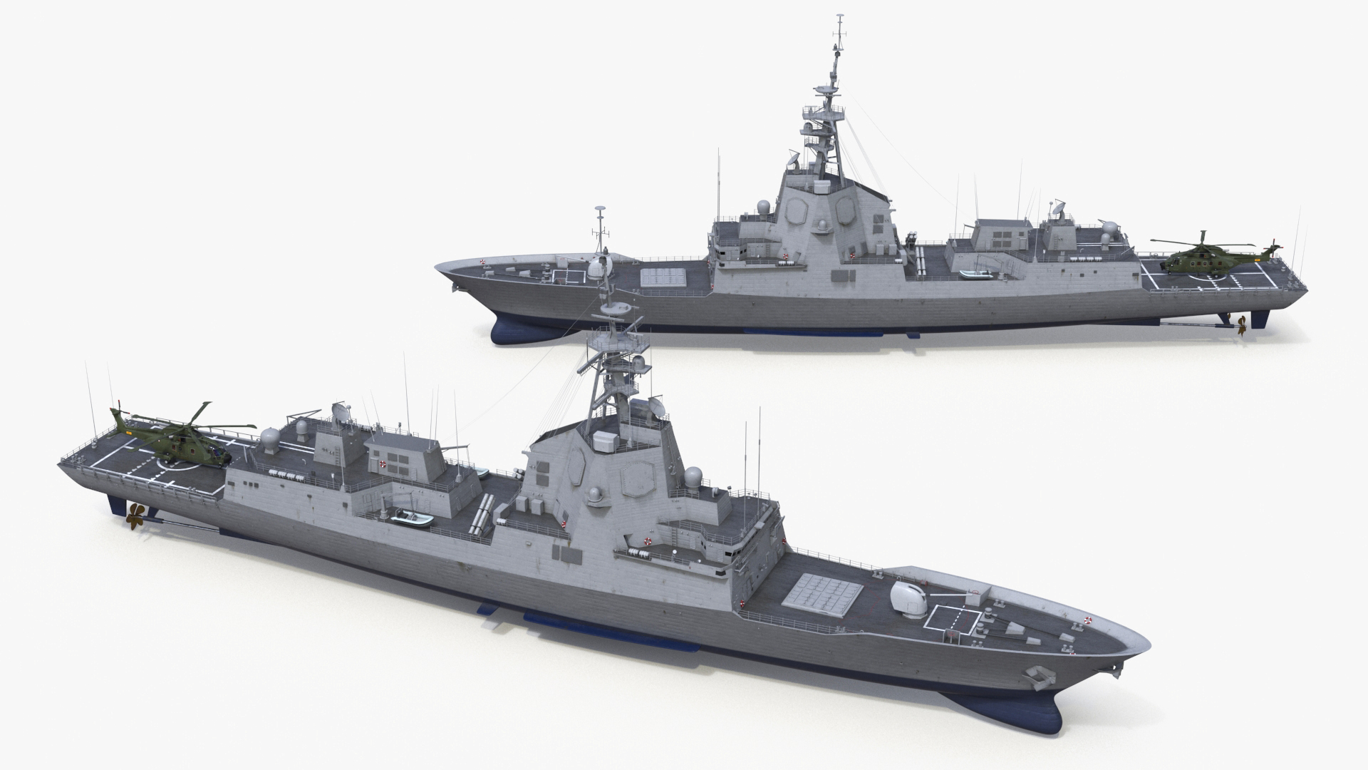 3D model F101 Alvaro de Bazan Class Frigate with Helicopter