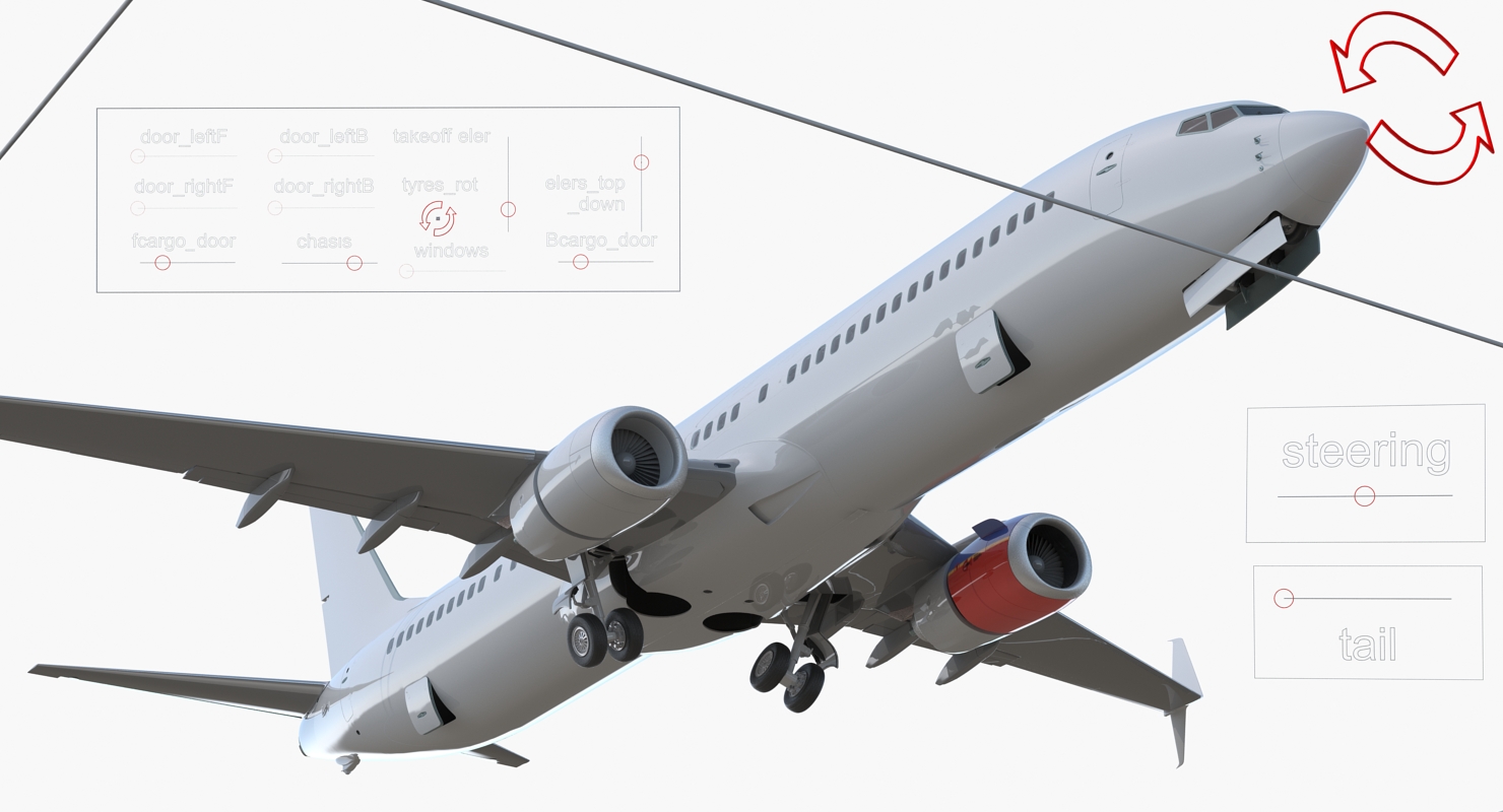 3D Boeing 737 900 with Interior and Cockpit Southwest Airlines Rigged