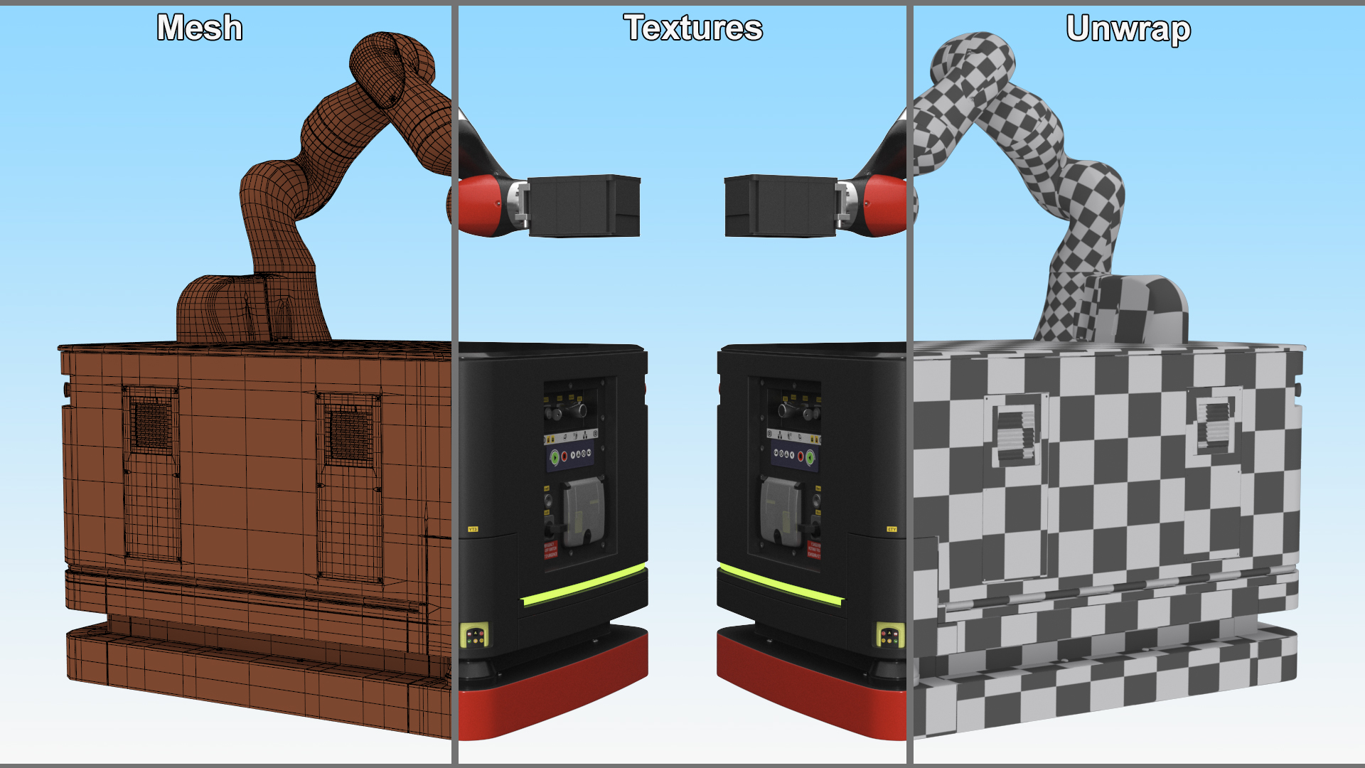 3D model Mobile Robot Hand with Special Box Rigged for Maya