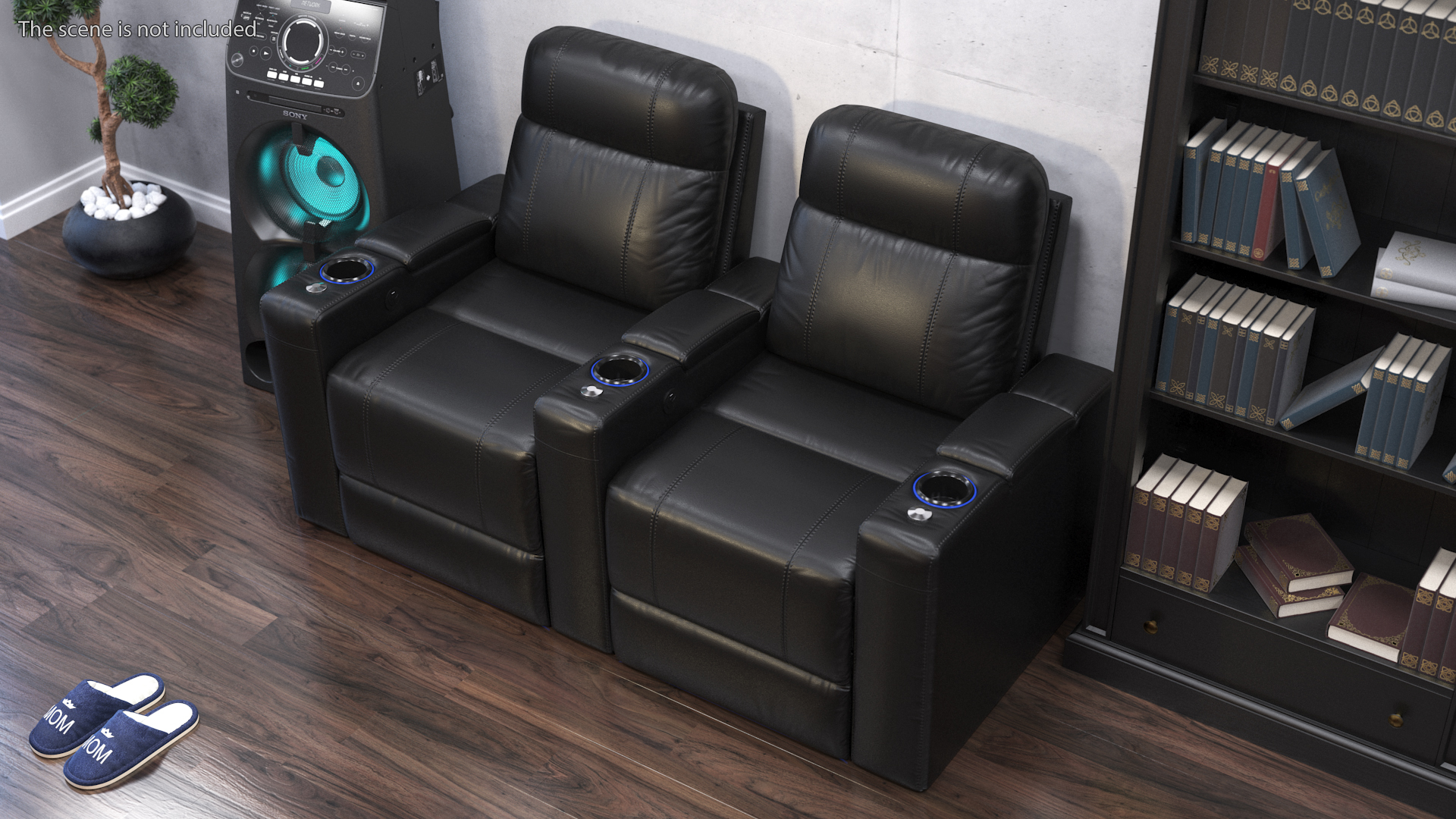 Valencia Home Theater Seating Row of 2 Black 3D model