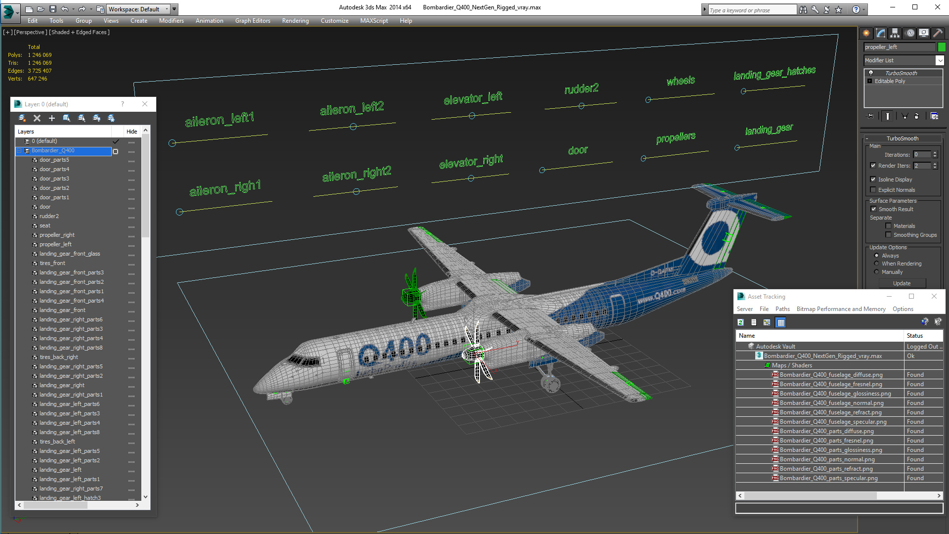 3D model Bombardier Q400 NextGen Rigged
