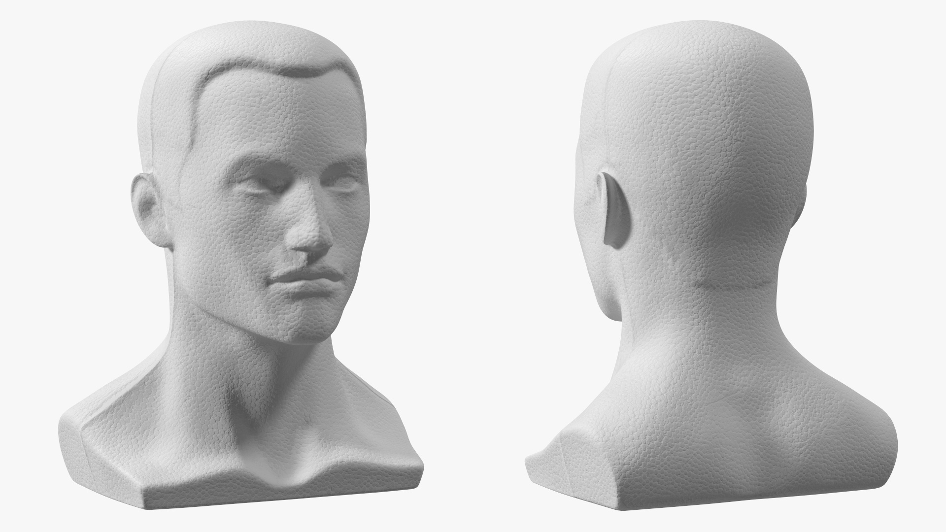 Styrofoam Male Mannequin Head with Hair 3D model