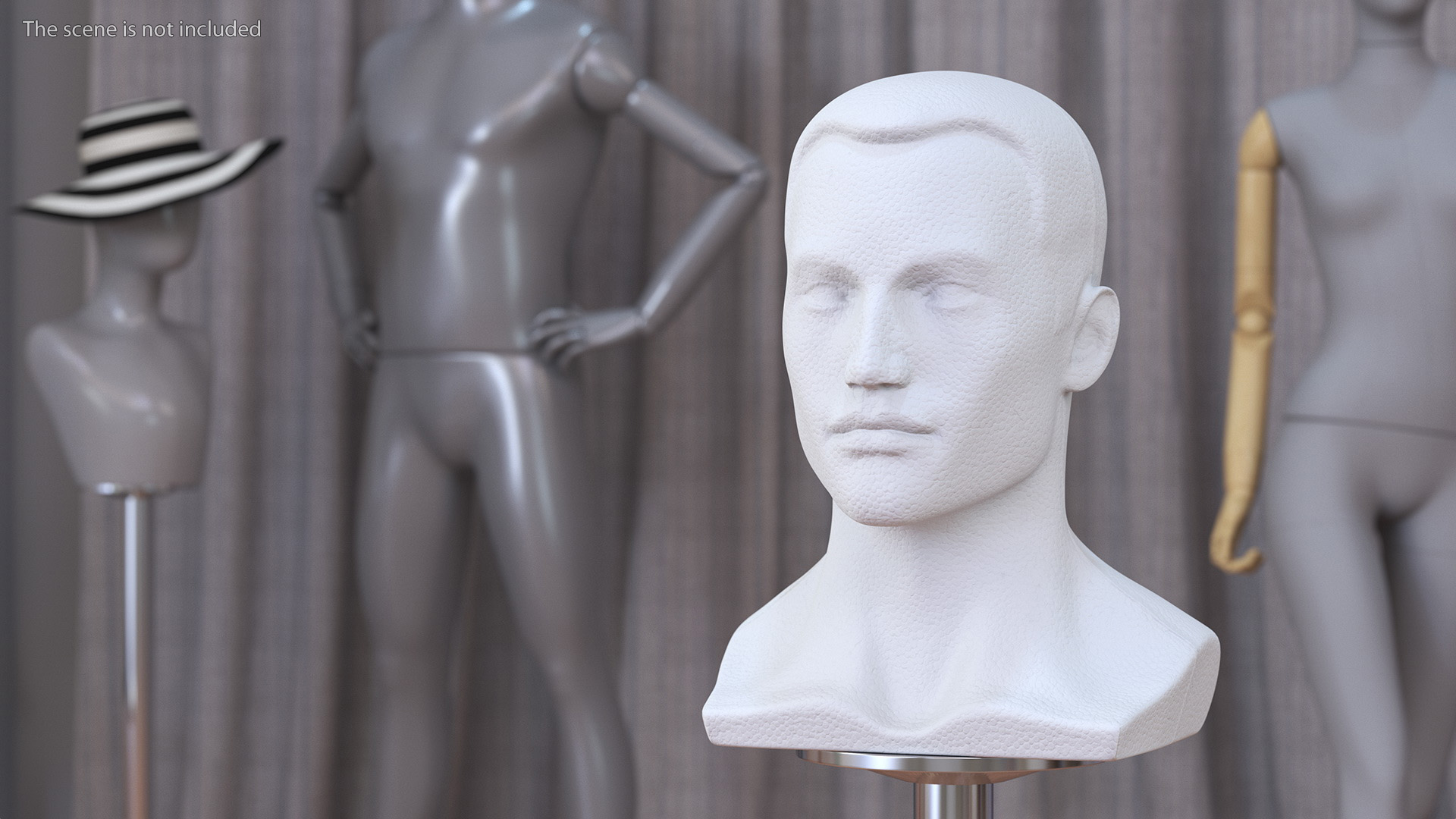 Styrofoam Male Mannequin Head with Hair 3D model