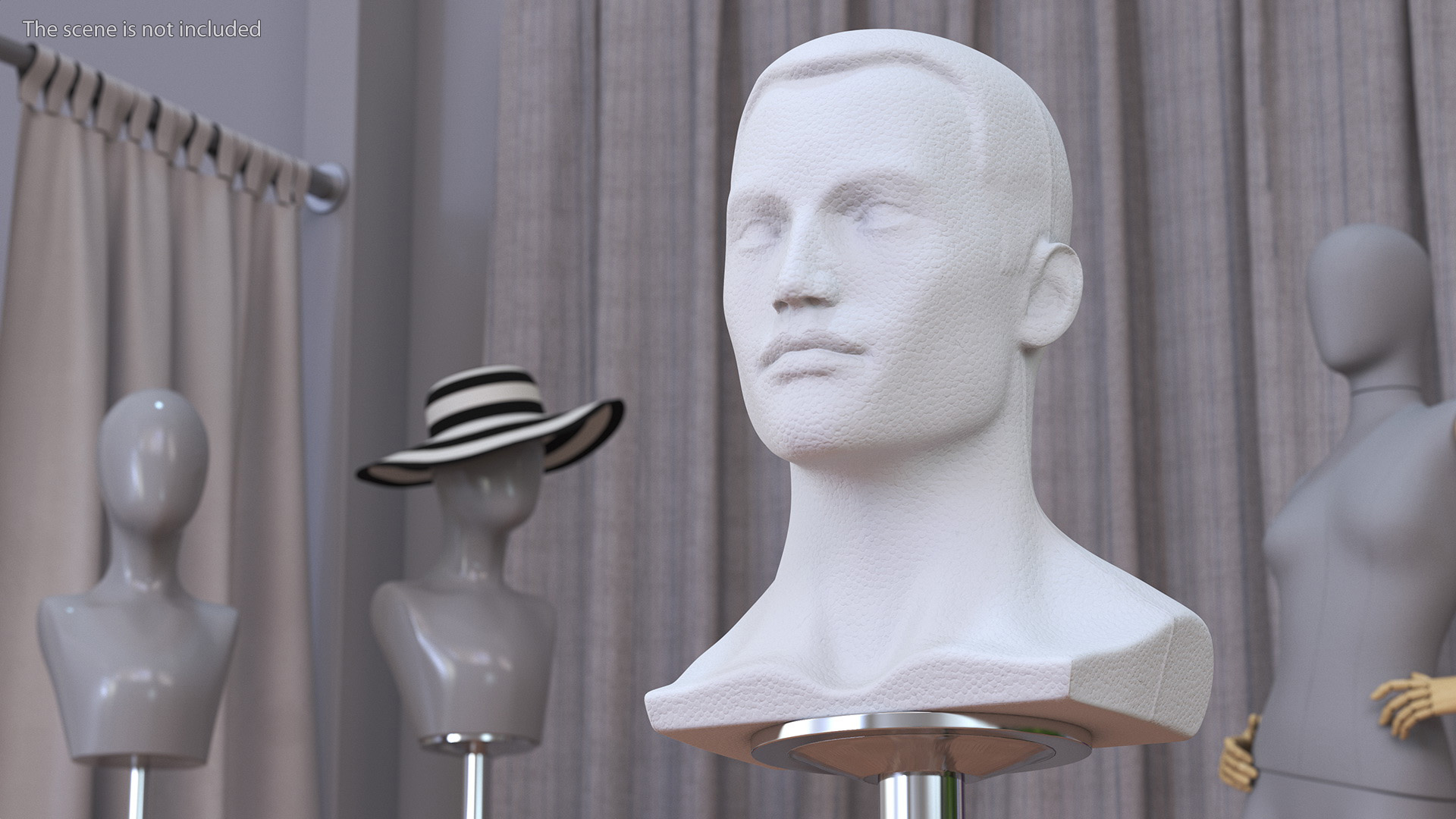 Styrofoam Male Mannequin Head with Hair 3D model