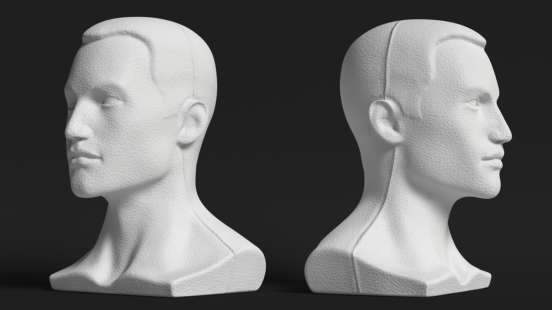 Styrofoam Male Mannequin Head with Hair 3D model