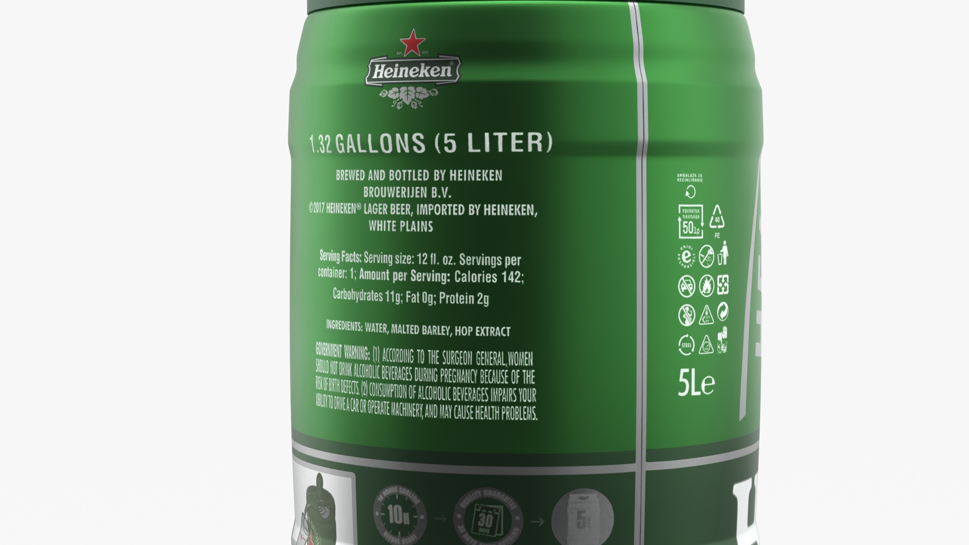 3D Heiniken Beer 5 Liter Barrel model