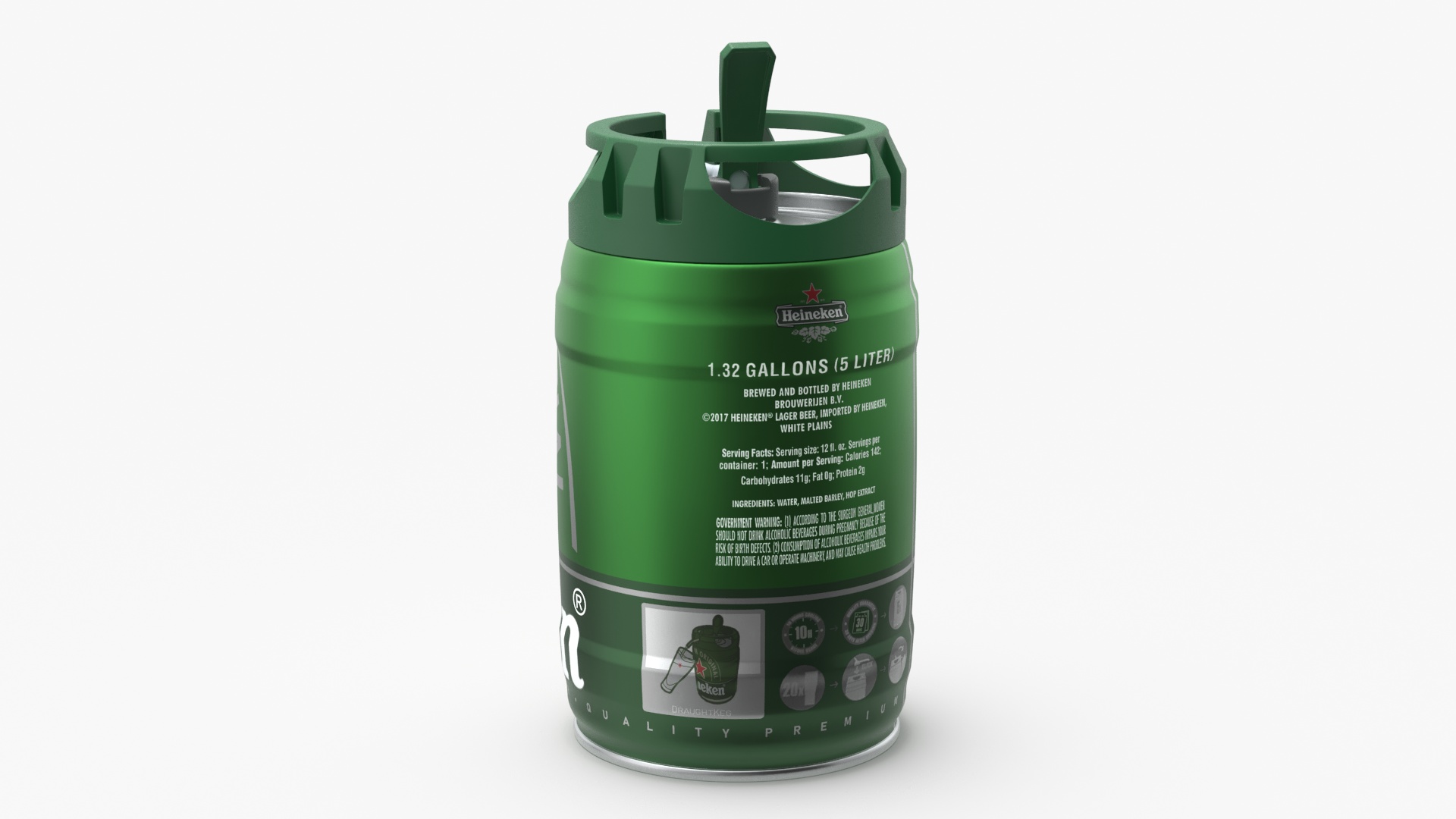 3D Heiniken Beer 5 Liter Barrel model