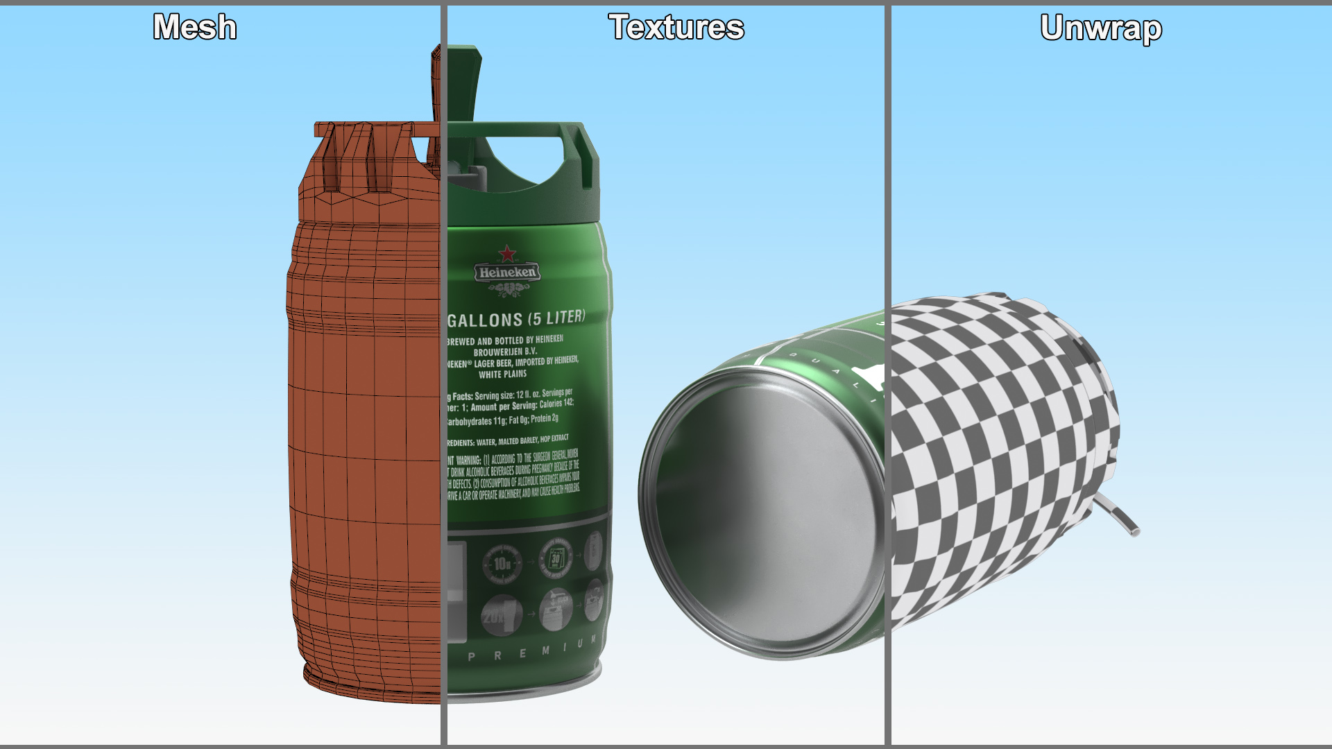 3D Heiniken Beer 5 Liter Barrel model