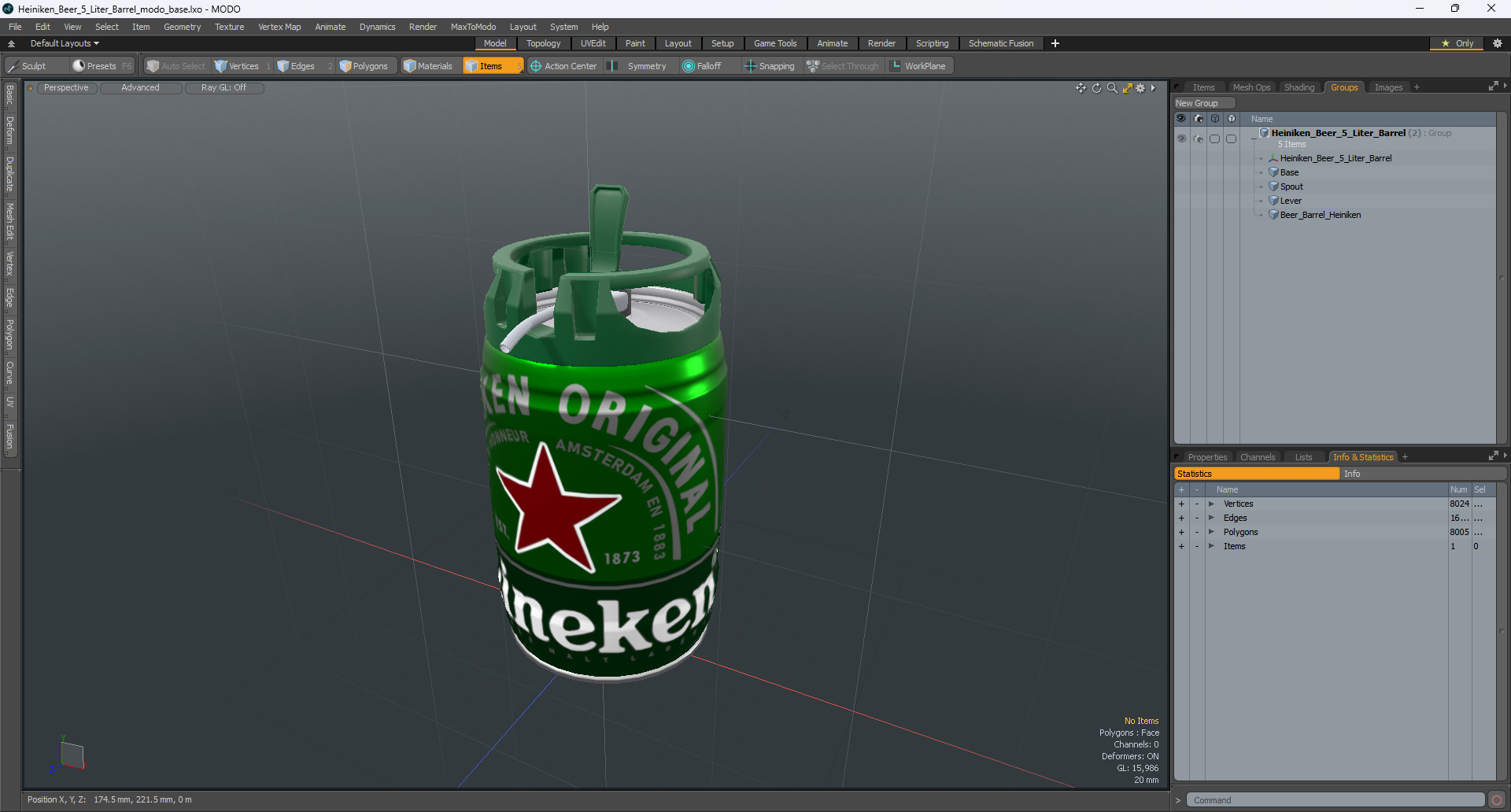 3D Heiniken Beer 5 Liter Barrel model