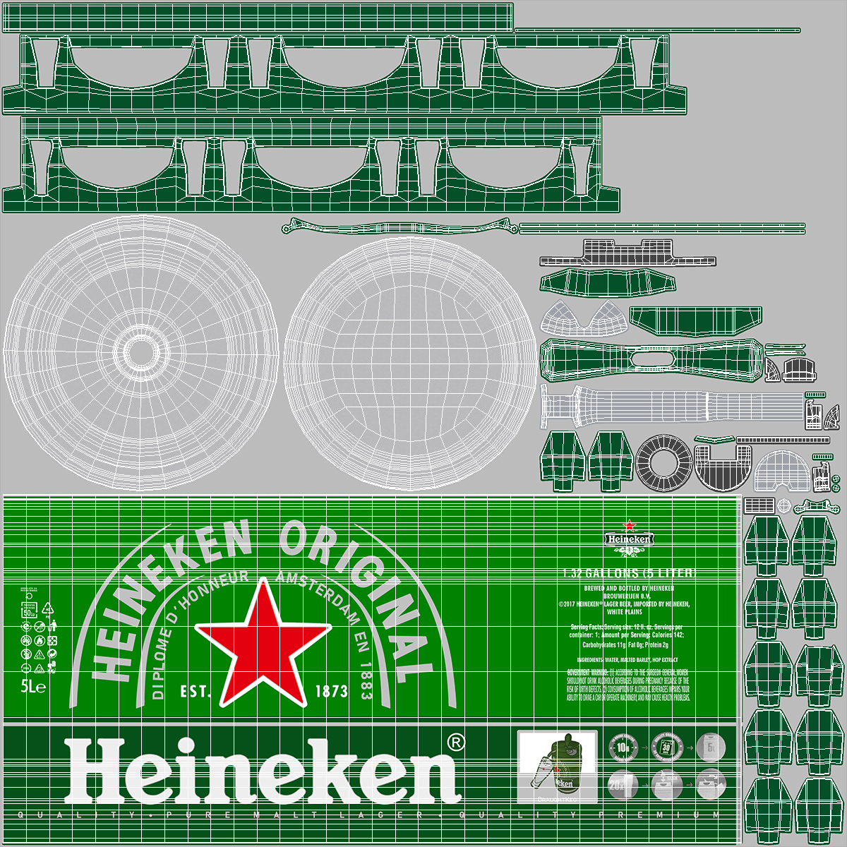 3D Heiniken Beer 5 Liter Barrel model