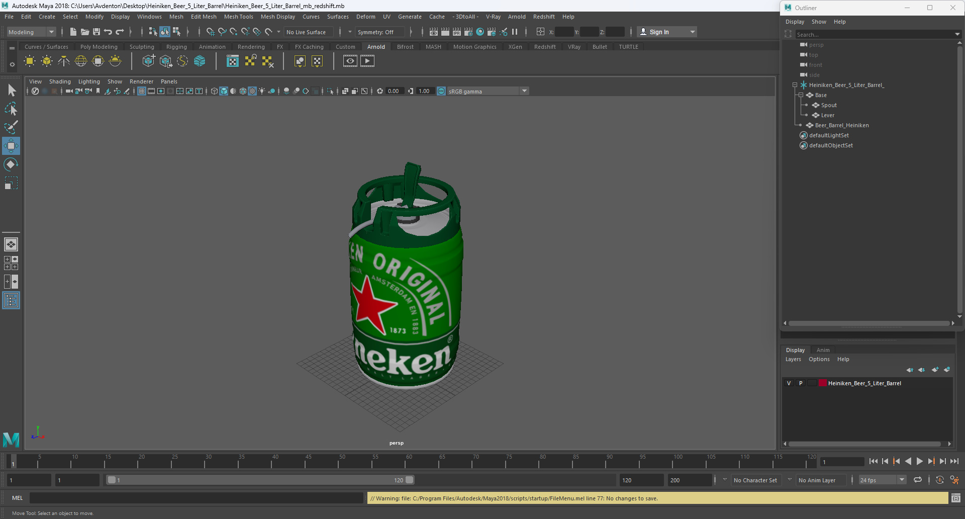 3D Heiniken Beer 5 Liter Barrel model