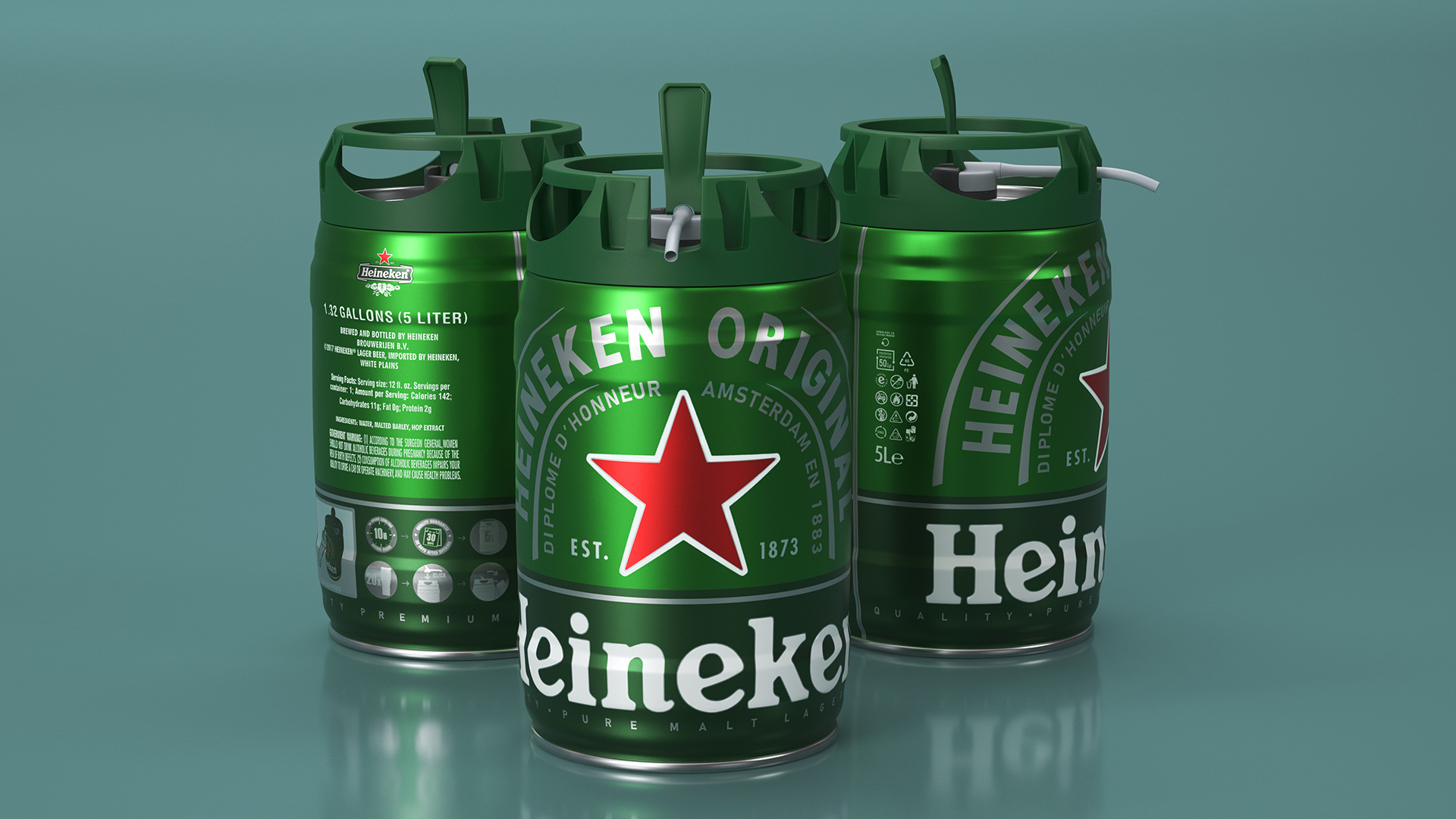 3D Heiniken Beer 5 Liter Barrel model