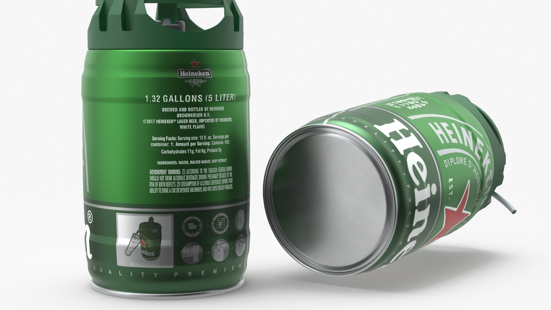 3D Heiniken Beer 5 Liter Barrel model