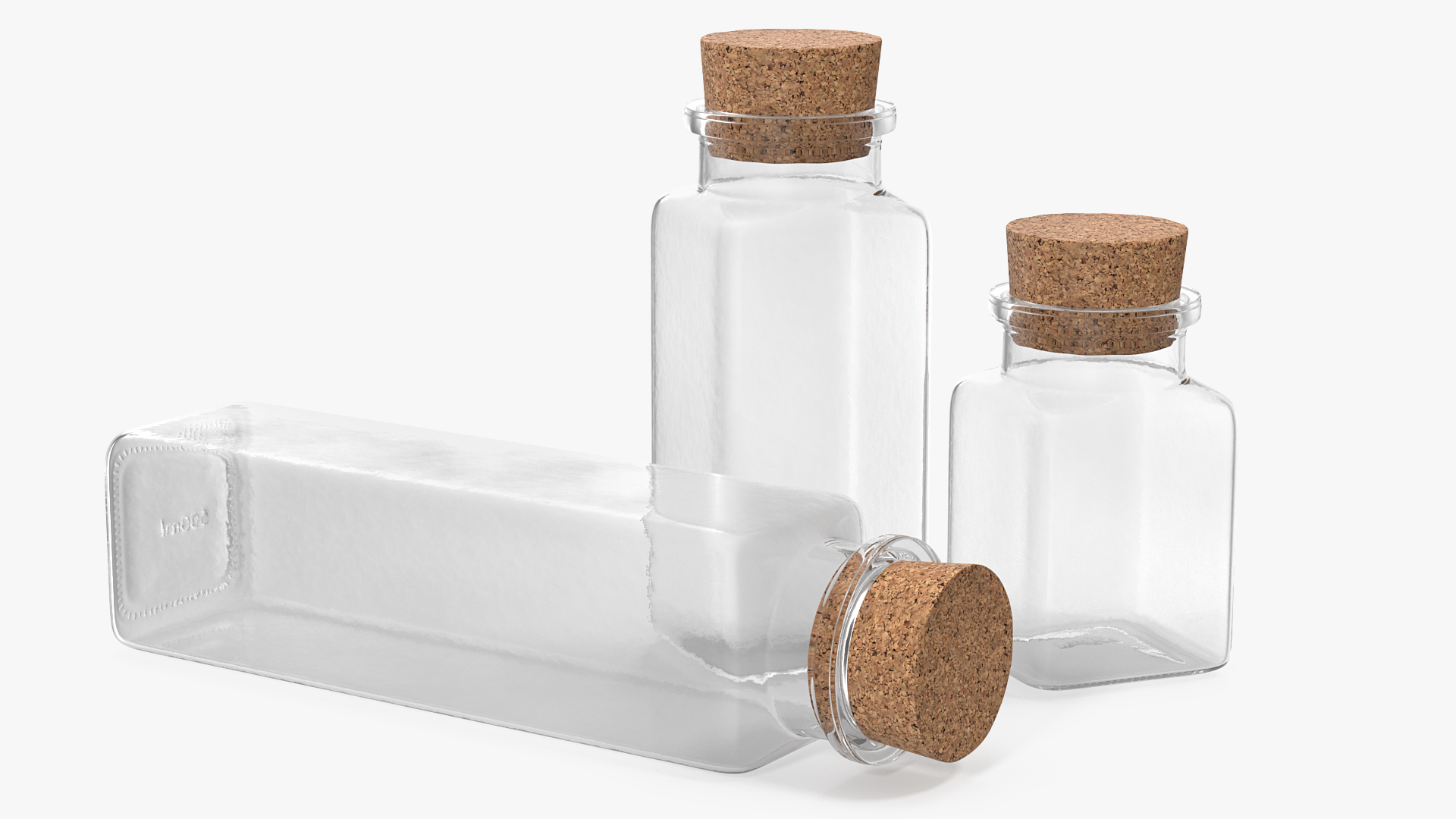 Kitchen Storage Jars with Cork Lids Set 3D model