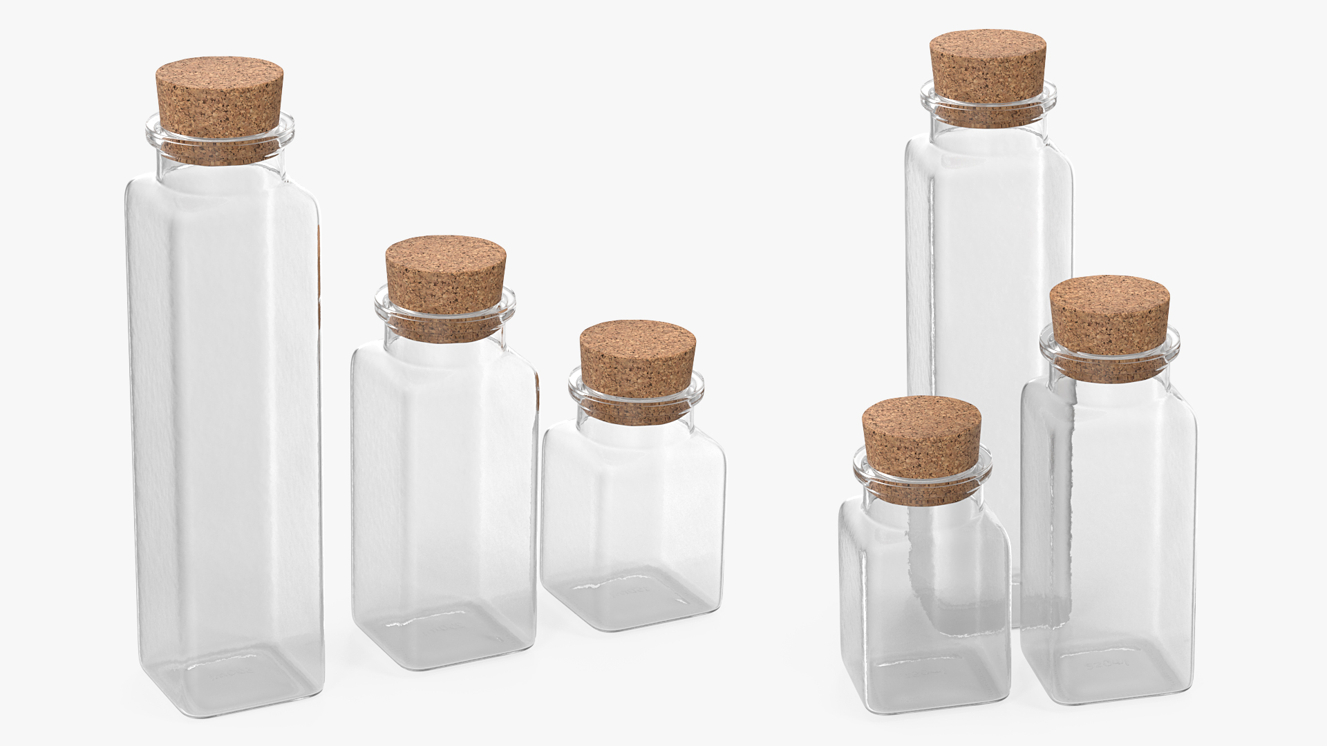 Kitchen Storage Jars with Cork Lids Set 3D model