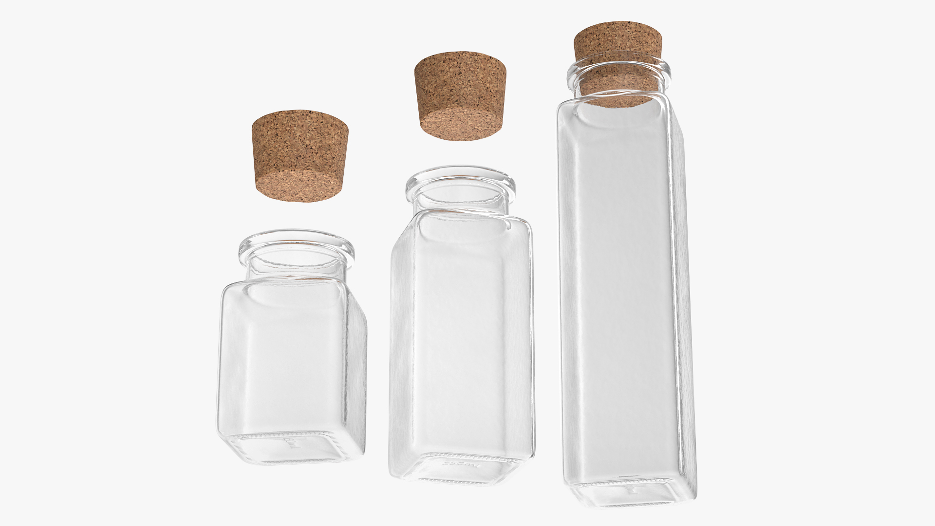 Kitchen Storage Jars with Cork Lids Set 3D model