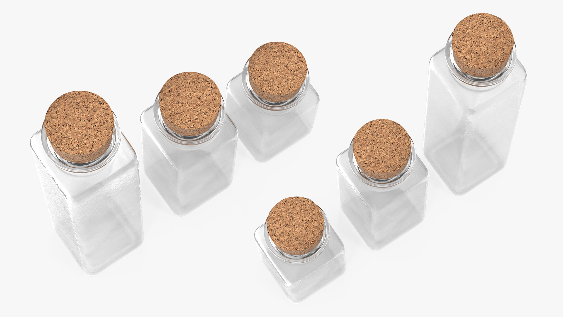 Kitchen Storage Jars with Cork Lids Set 3D model