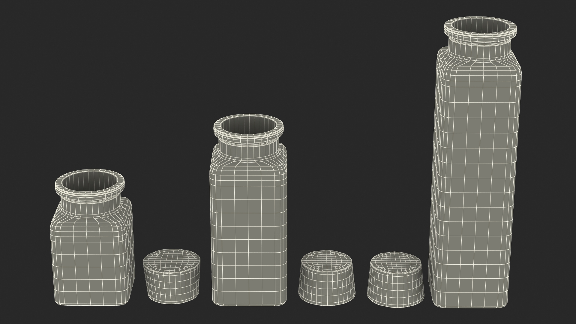 Kitchen Storage Jars with Cork Lids Set 3D model