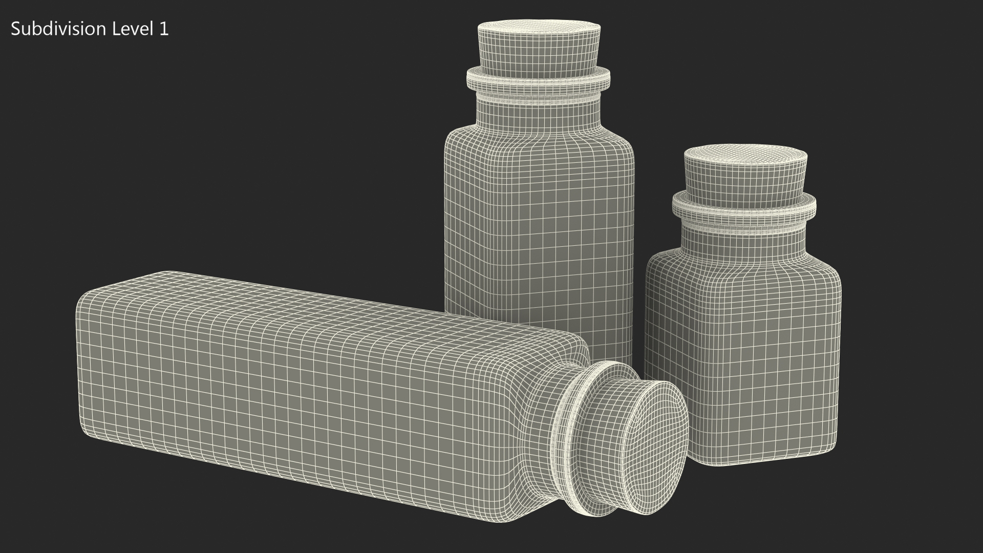 Kitchen Storage Jars with Cork Lids Set 3D model