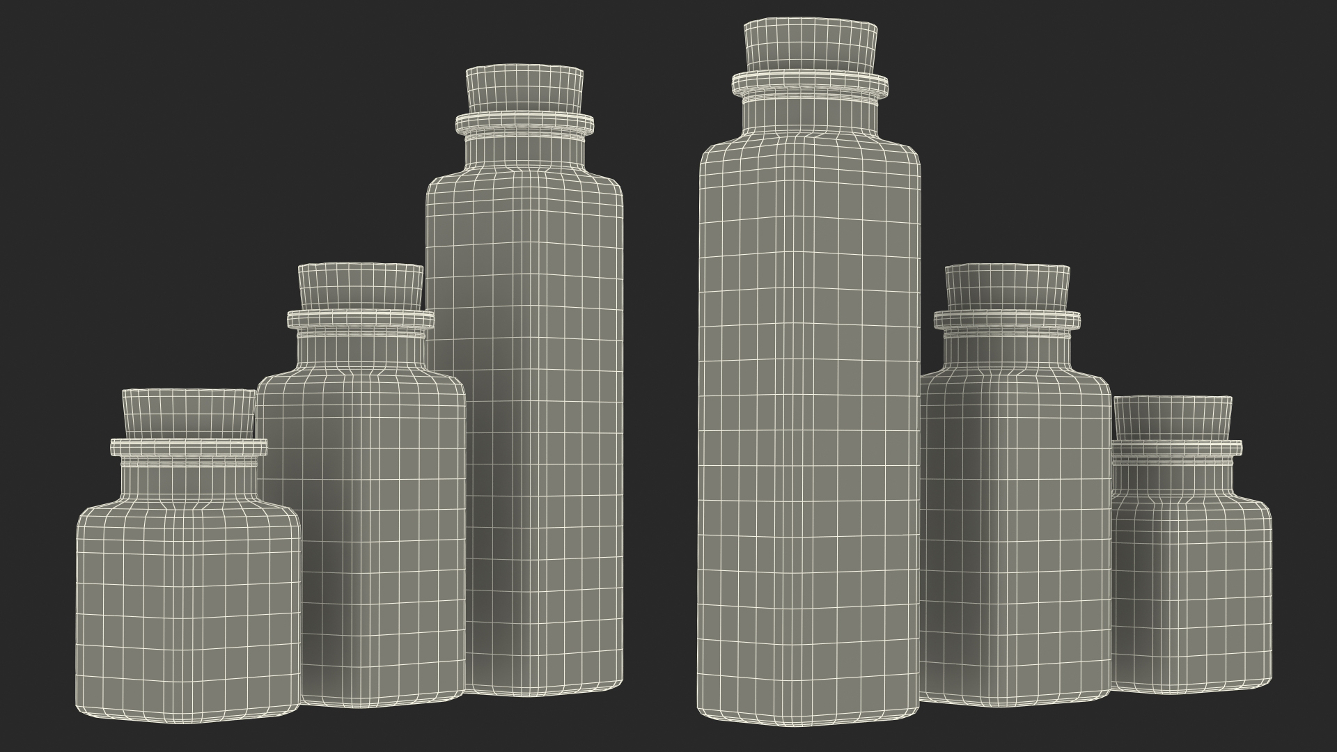 Kitchen Storage Jars with Cork Lids Set 3D model