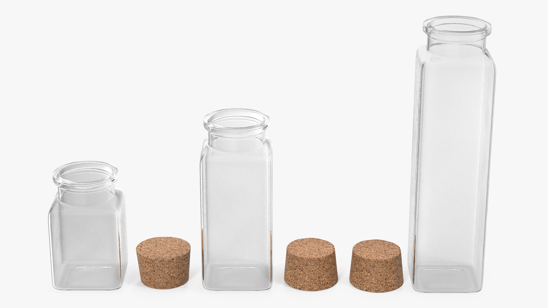 Kitchen Storage Jars with Cork Lids Set 3D model