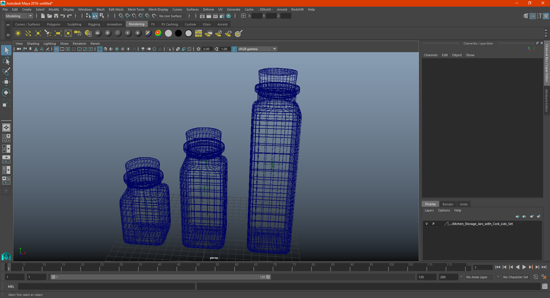 Kitchen Storage Jars with Cork Lids Set 3D model