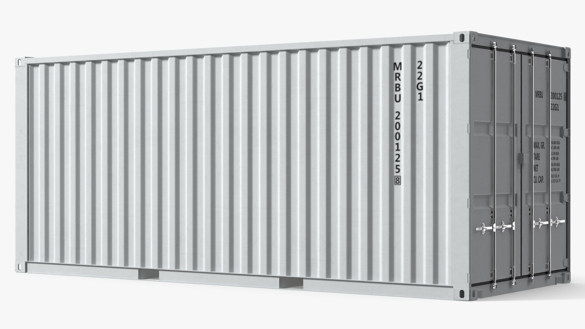 20 ft ISO Container White Game Ready - view 4