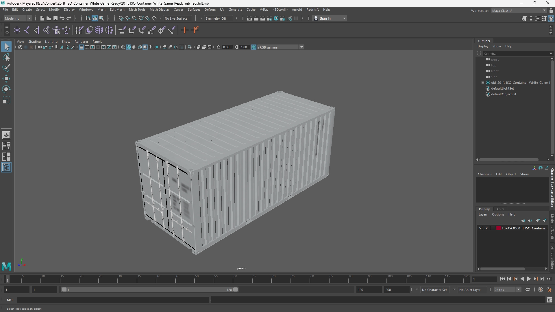 20 ft ISO Container White Game Ready - view 11